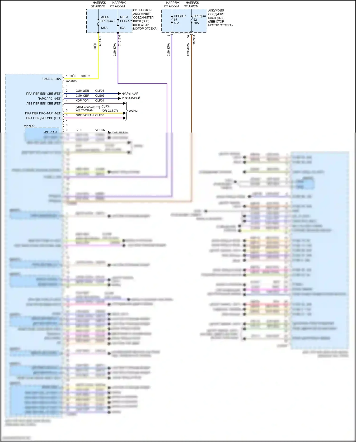 MKZ Lincoln II рестайлинг (2016-2020): Электросхема блоков управления кузовом, гибридная (2 из 3) 