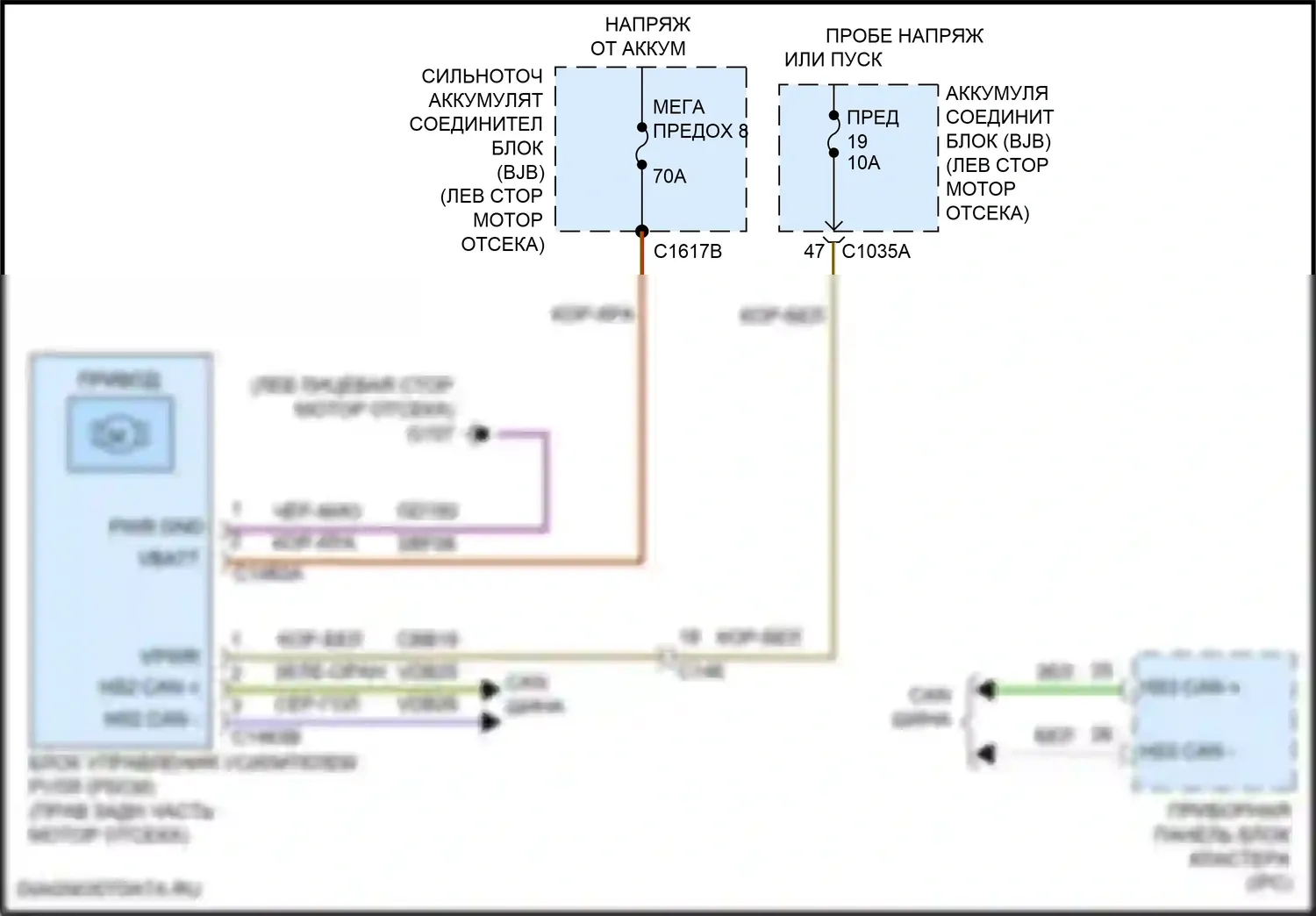 MKZ Lincoln II рестайлинг (2016-2020): Электросхема электроусилителя руля, кроме гибридного 