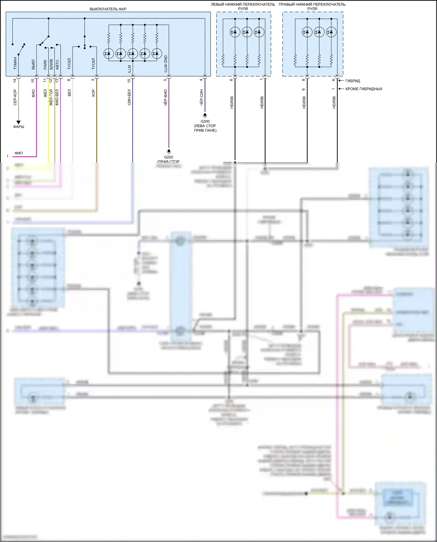 MKZ Lincoln II рестайлинг (2016-2020): Электросхема подсветки приборной панели (2 из 3) 