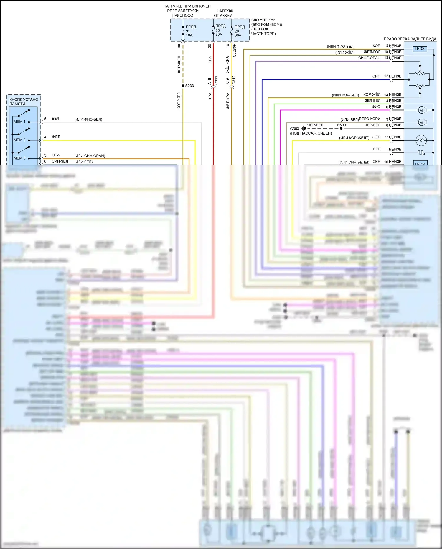 MKZ Lincoln II рестайлинг (2016-2020): Электросхема памяти зеркал, гибрид 
