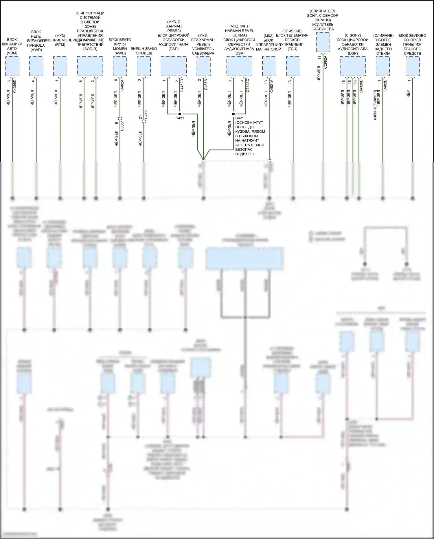 MKZ Lincoln II рестайлинг (2016-2020): Электросхема разводки массы, за исключением гибридной (6 из 6) 