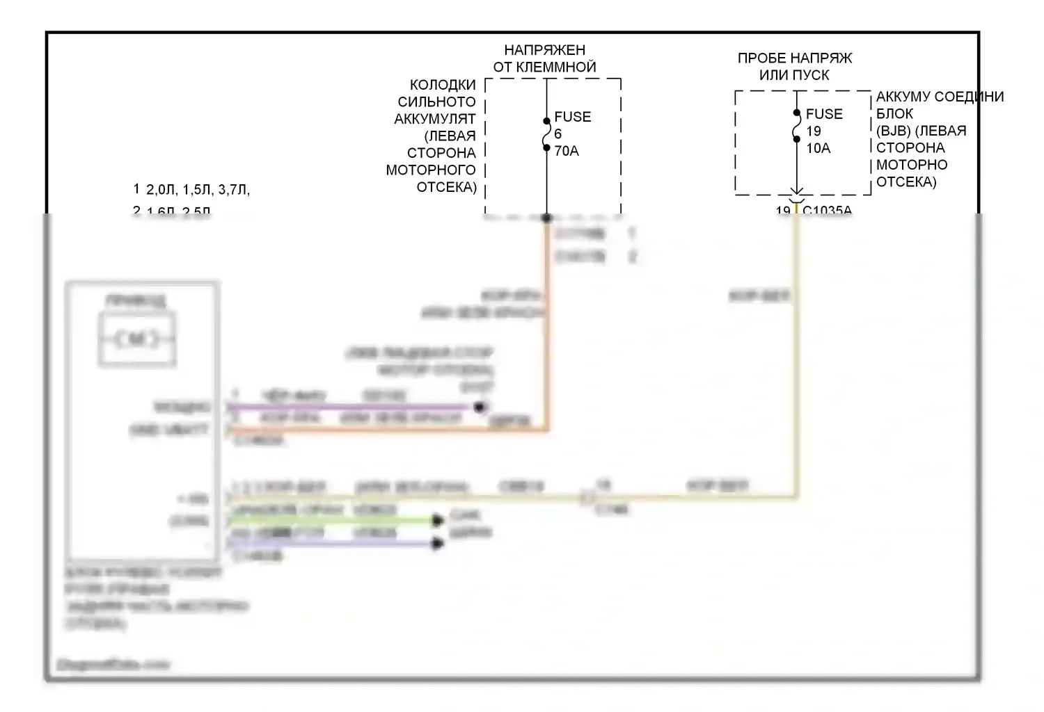 MKZ Lincoln II (2012-2016): Электросхема электроусилителя руля, кроме гибридного 