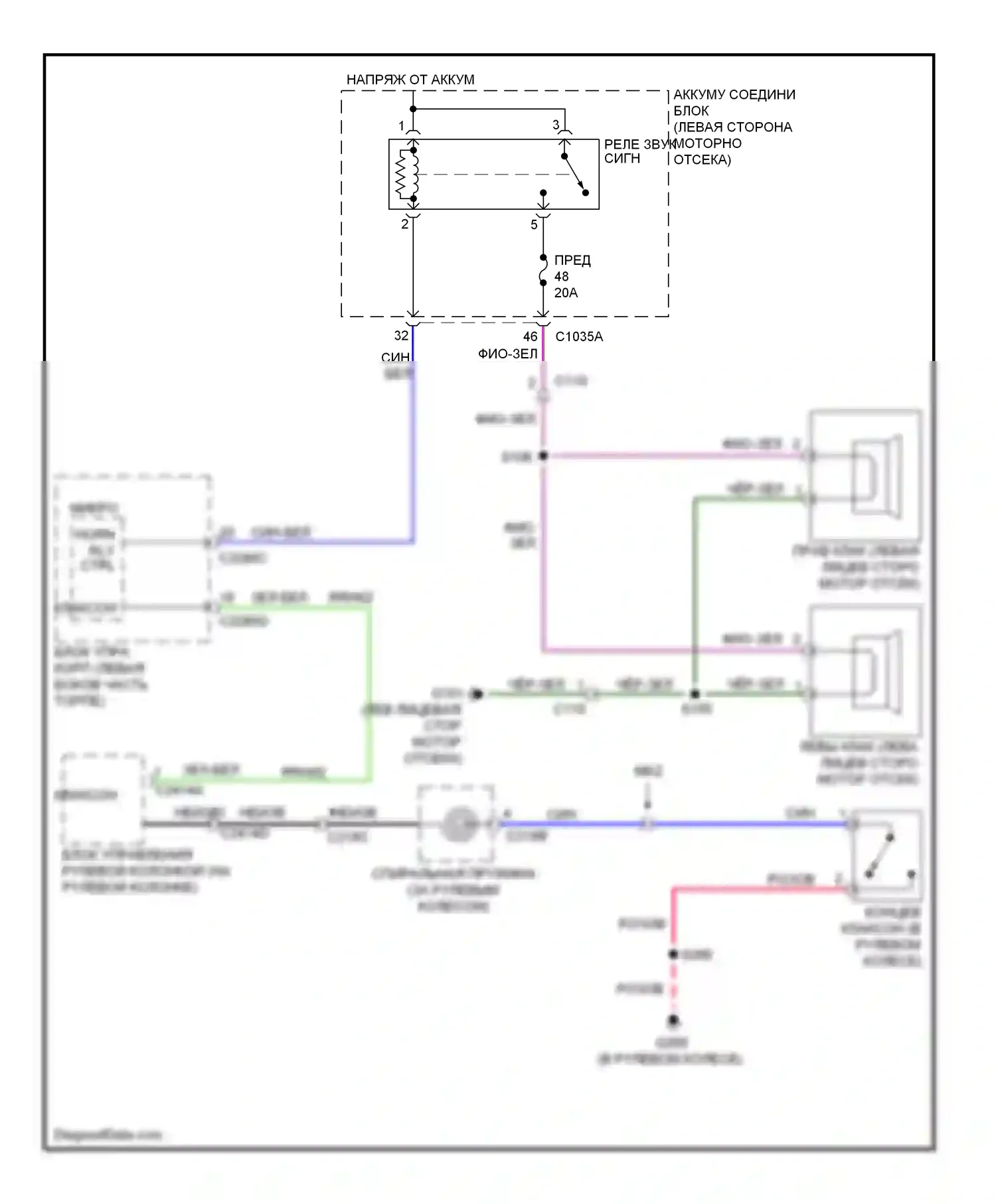 MKZ Lincoln II (2012-2016): Электросхема клаксона, гибридная 