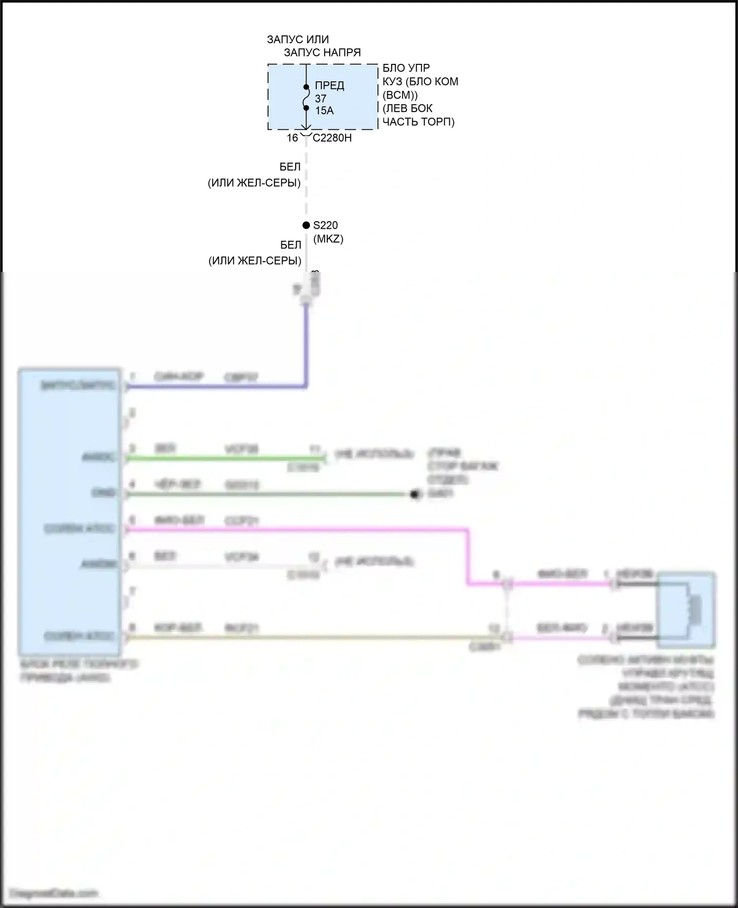MKZ Lincoln II (2012-2016): 2.0л гибрид, awd электросхема 