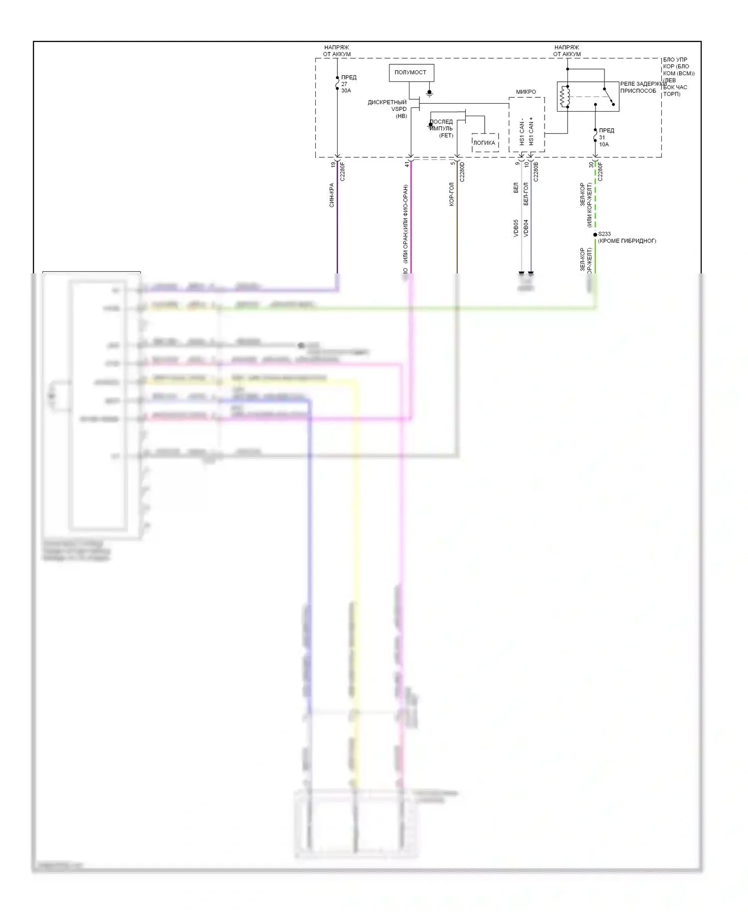 MKZ Lincoln II (2012-2016): Электросхема складной крыши/люка 