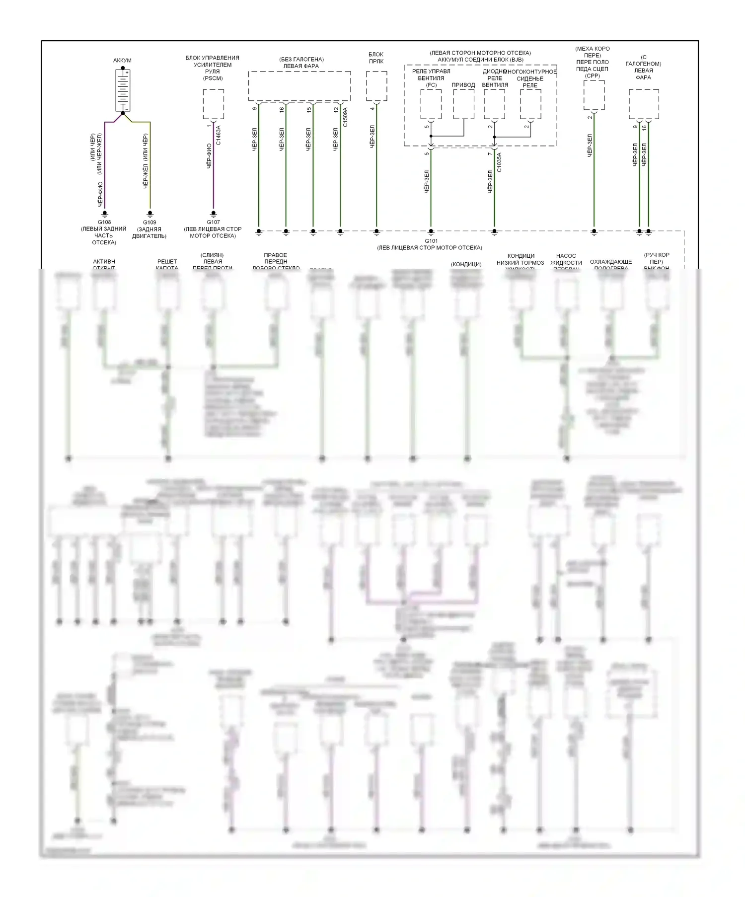 MKZ Lincoln II (2012-2016): Электросхема разводки массы, кроме гибридной (1 из 5) 