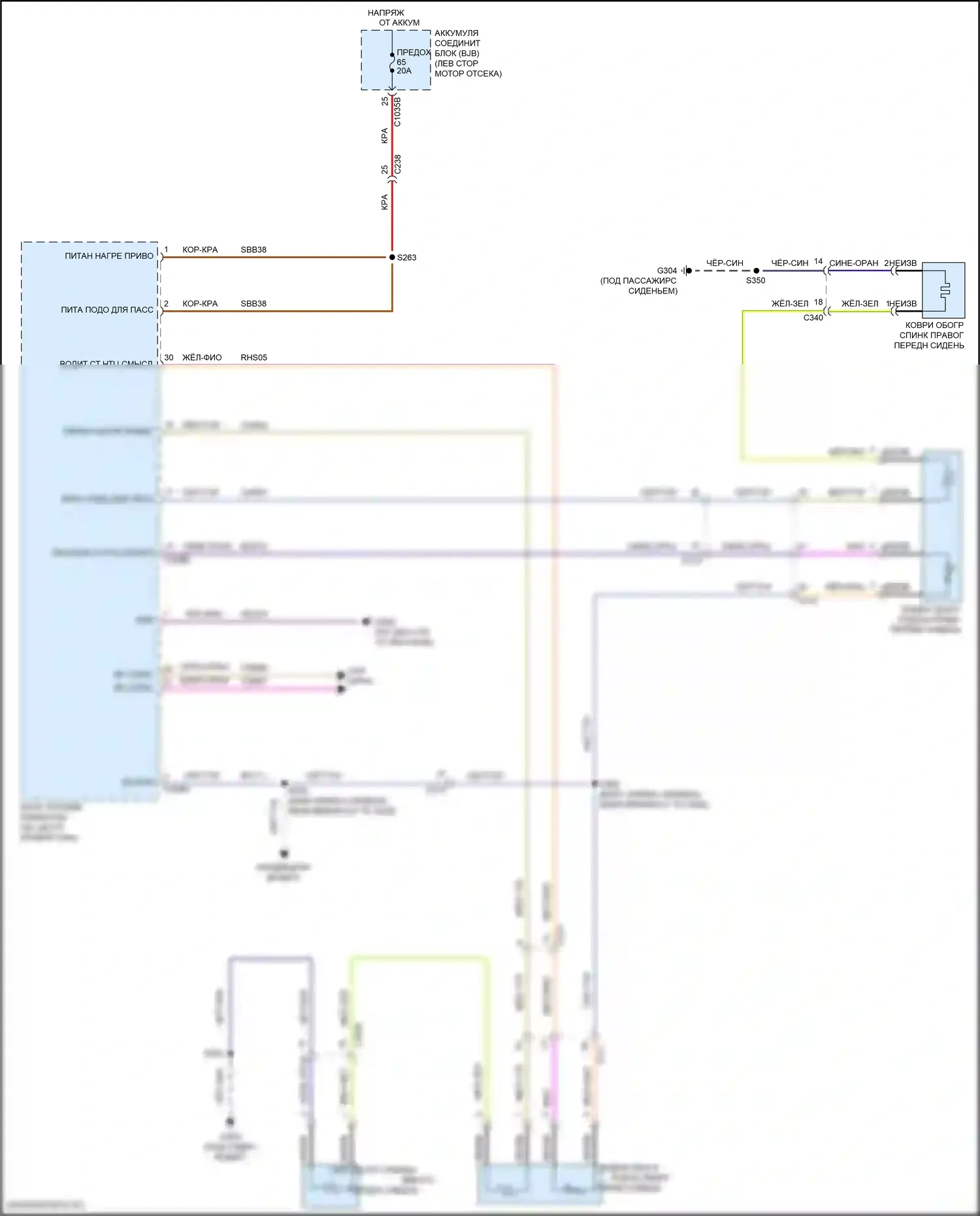 Nautilus Lincoln I (2018-2024): Электросхема передних обогреваемых сидений 