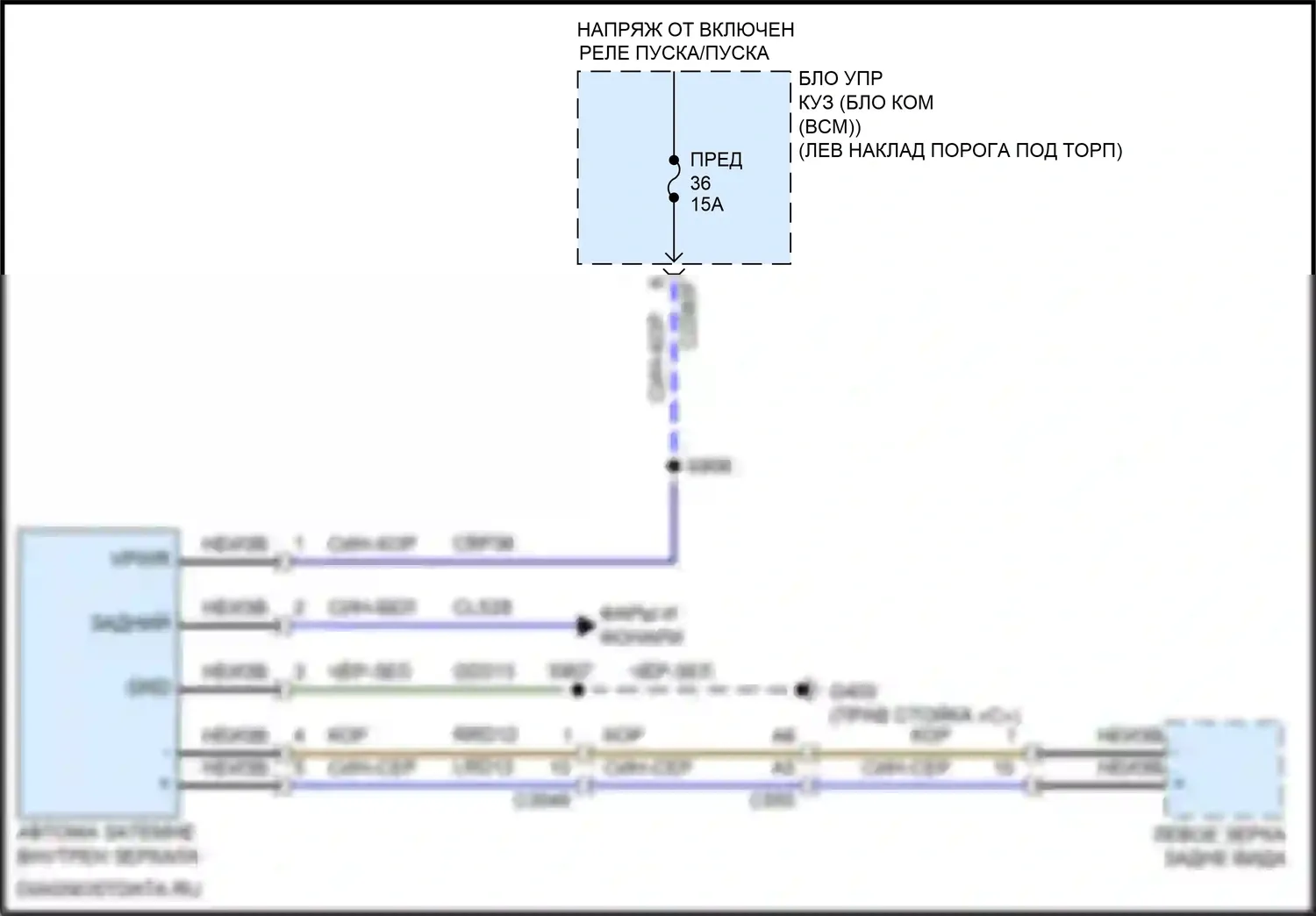 Nautilus Lincoln I (2018-2024): Электросхема управления зеркалами заднего вида, с датчиком дождя 