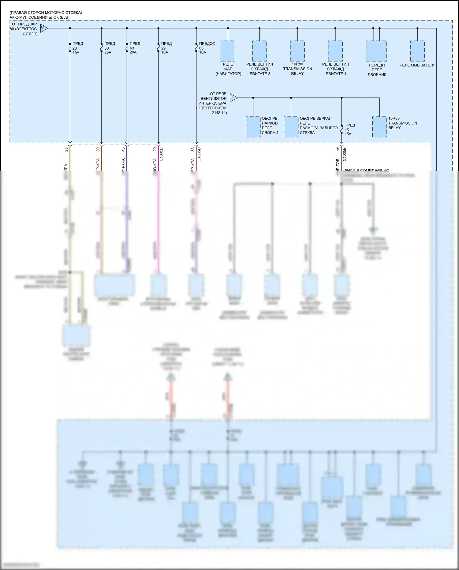 Navigator Lincoln IV (2017-2022): Электросхема блока предохранителей реле (3 из 11) 