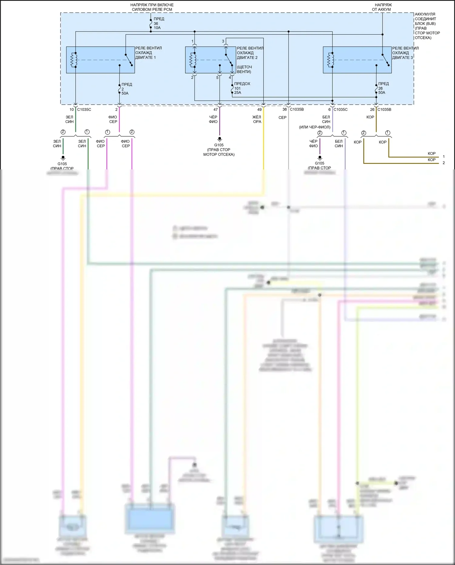 Navigator Lincoln IV (2017-2022): Электросхема вентилятора охлаждения (1 из 2) 