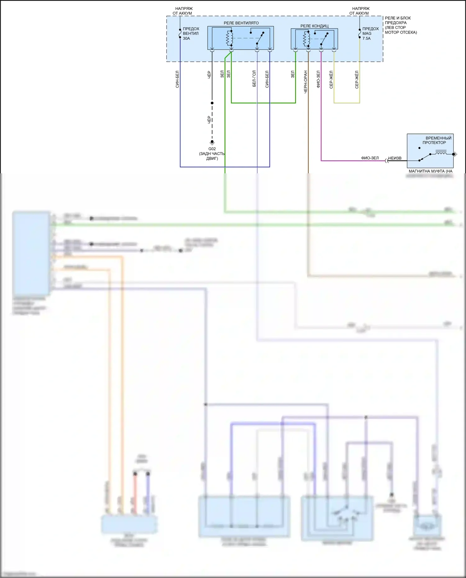 2 Mazda II рестайлинг (2010-2014): Электросхема ручного кондиционера (1 из 2) 