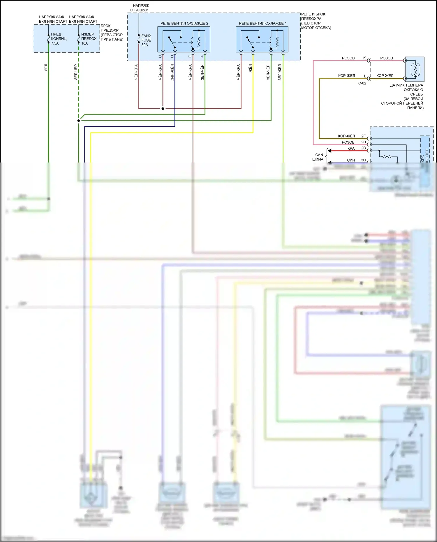 2 Mazda II рестайлинг (2010-2014): Электросхема ручного кондиционера (2 из 2) 