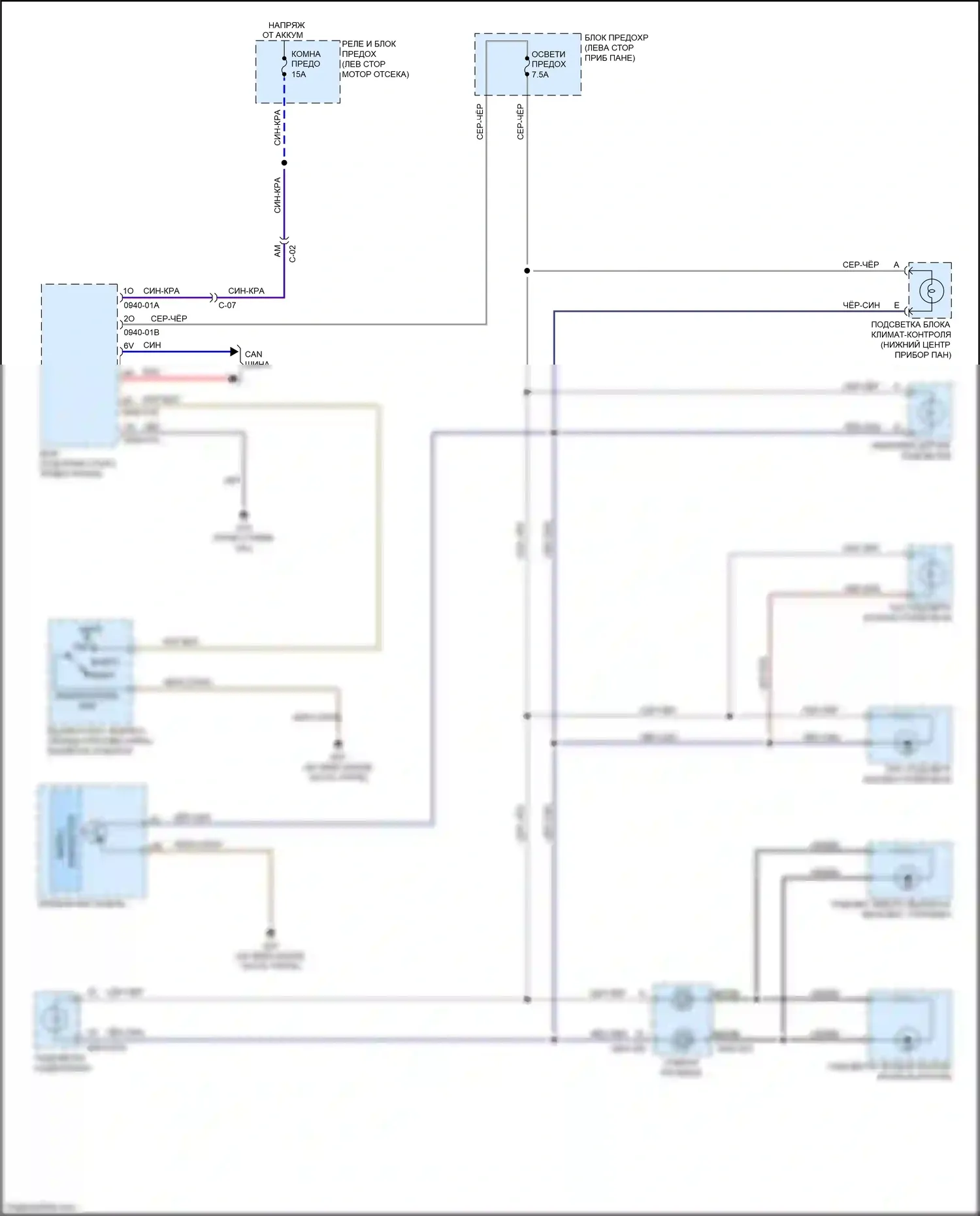 2 Mazda II рестайлинг (2010-2014): Электросхема подсветки приборной панели 