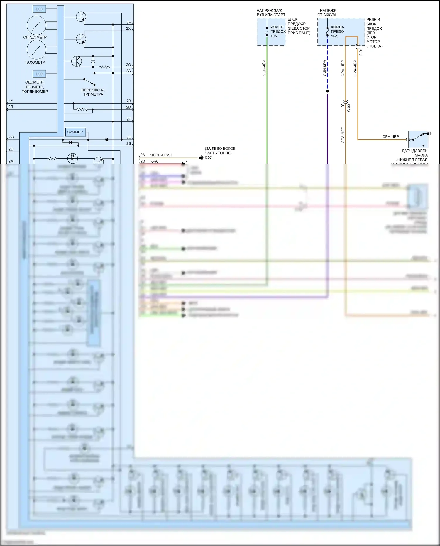 2 Mazda II рестайлинг (2010-2014): Электросхема приборной панели (1 из 2) 