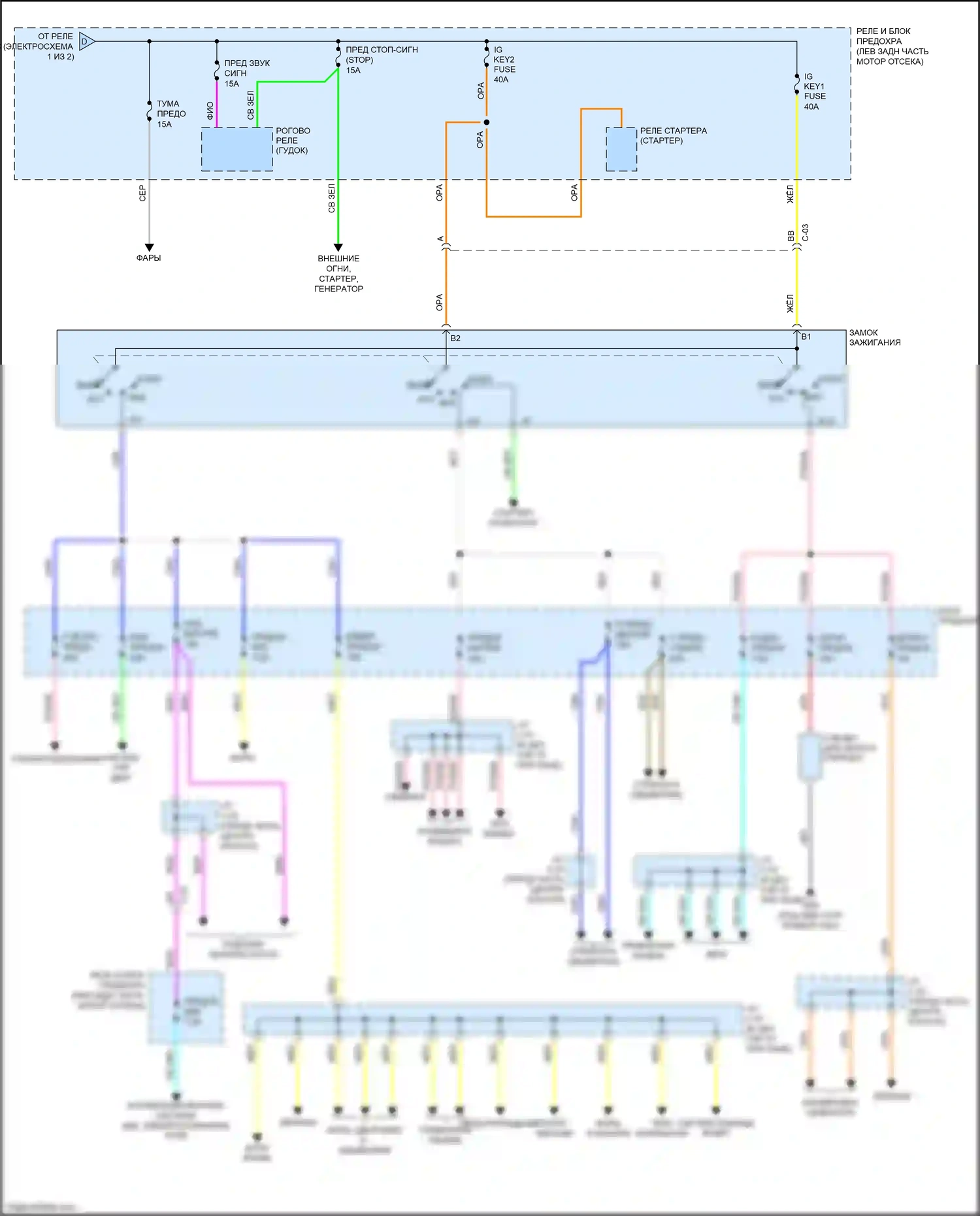 3 MPS Mazda II рестайлинг (2011-2013): Электросхема блока предохранителей реле, без усовершенствованной системы бесключевого ввода и запуска (2 из 2) 