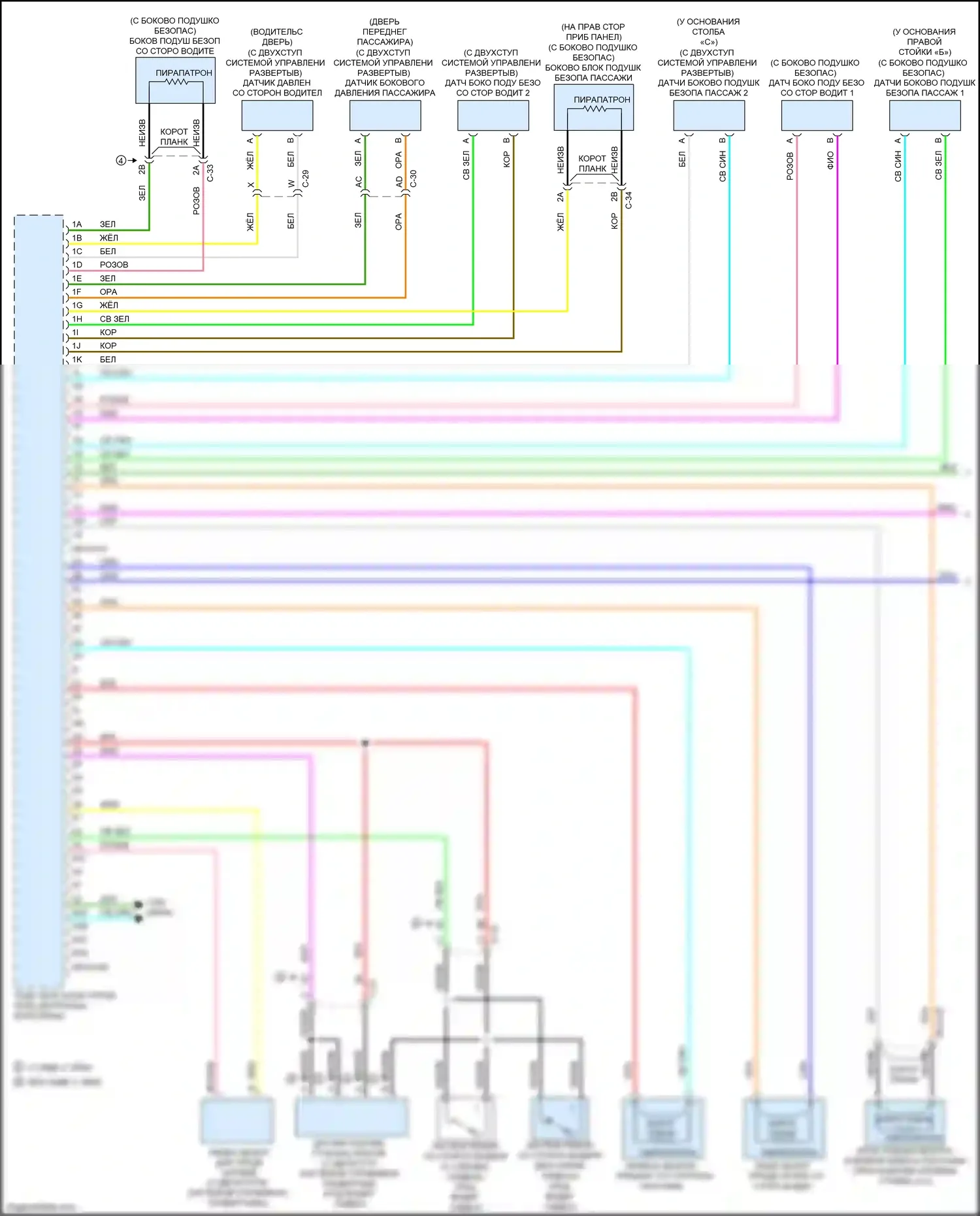 3 MPS Mazda II рестайлинг (2011-2013): Электросхема подушек безопасности (1 из 2) 