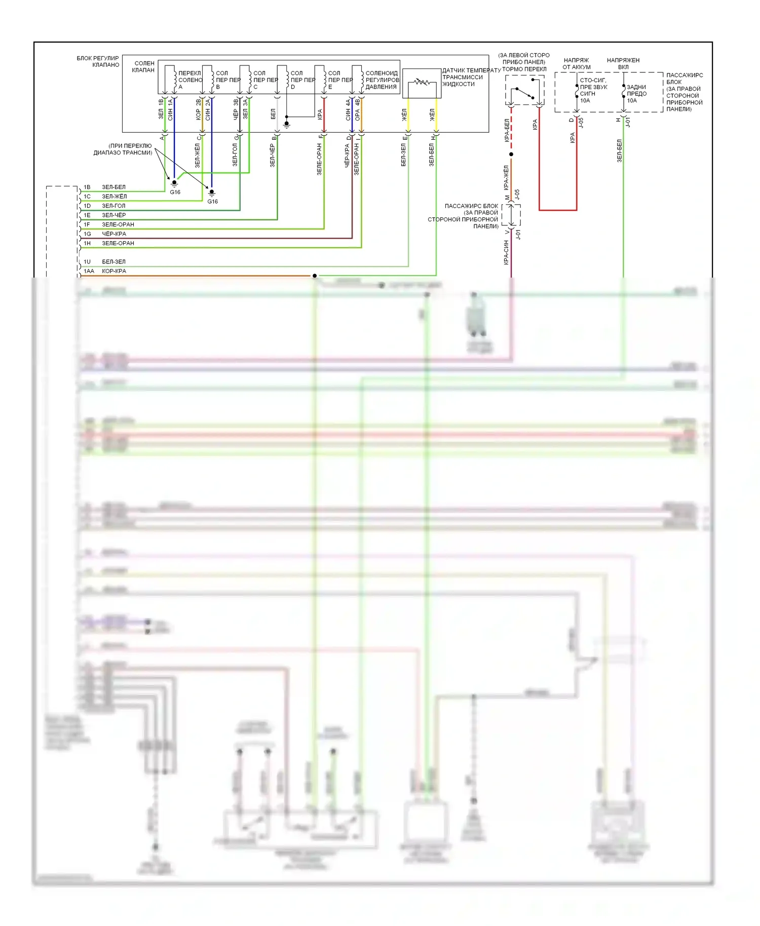 3 Mazda BK рестайлинг (2006-2009): Электросхема автоматической коробки передач, кроме калифорнии, 4-х скоростная автоматическая коробка передач (1 из 2) 