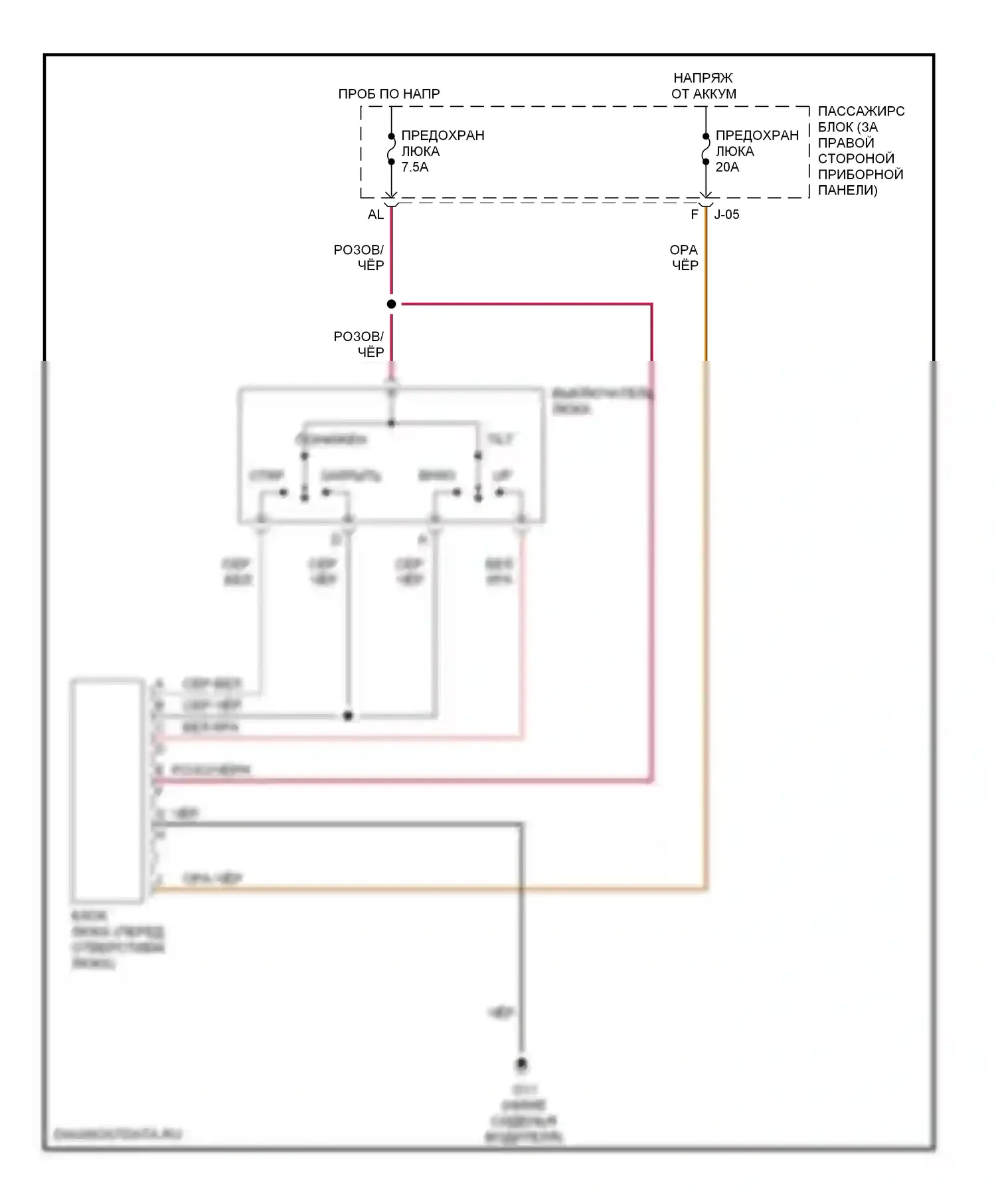 3 Mazda BK рестайлинг (2006-2009): Электросхема складной крыши/люка 
