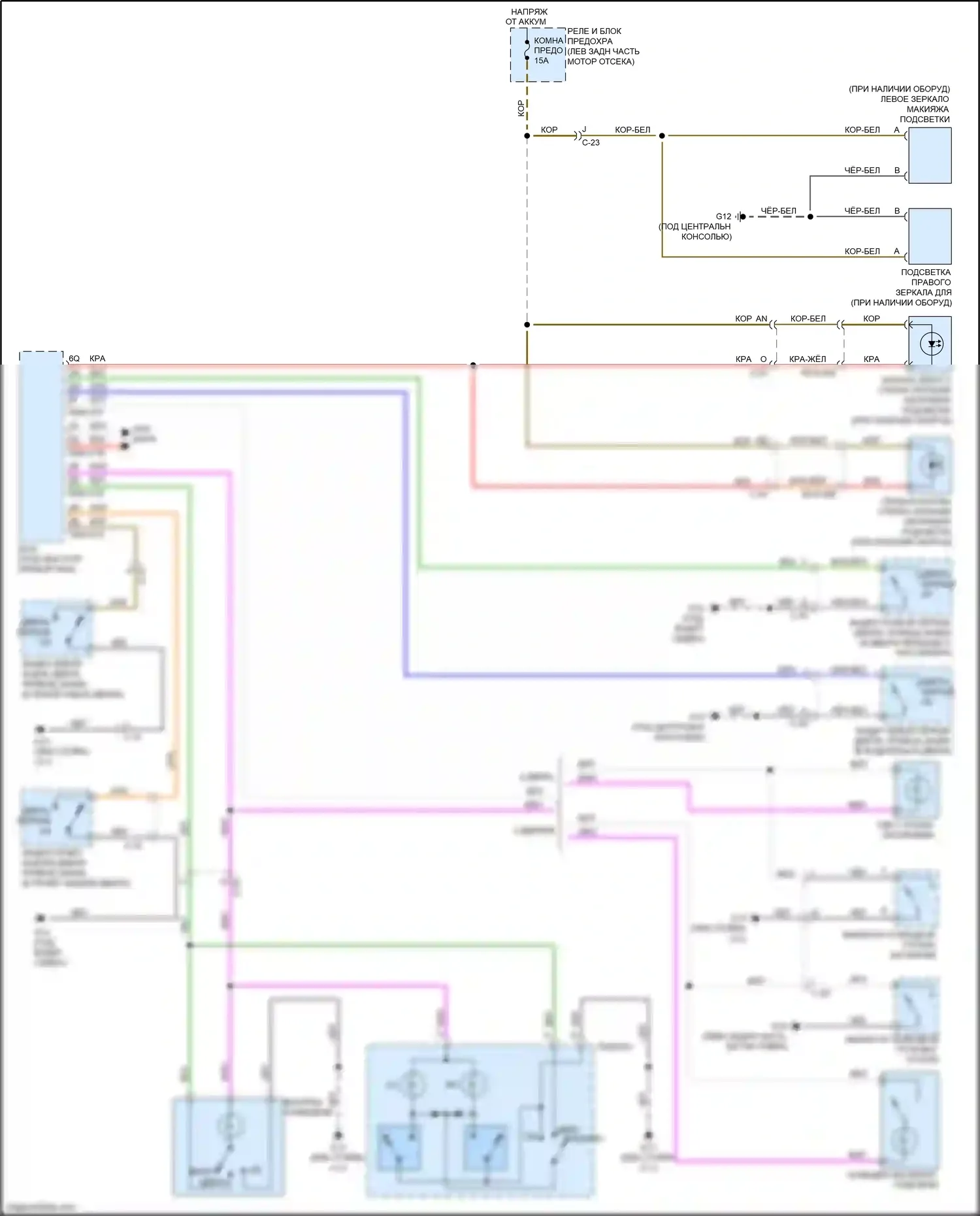 3 Mazda BL рестайлинг (2011-2013): Электросхема освещения салона 