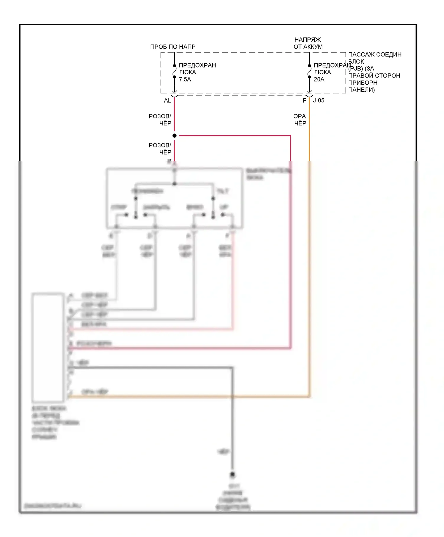 3 Mazda BL (2008-2011): Электросхема складной крыши/люка 