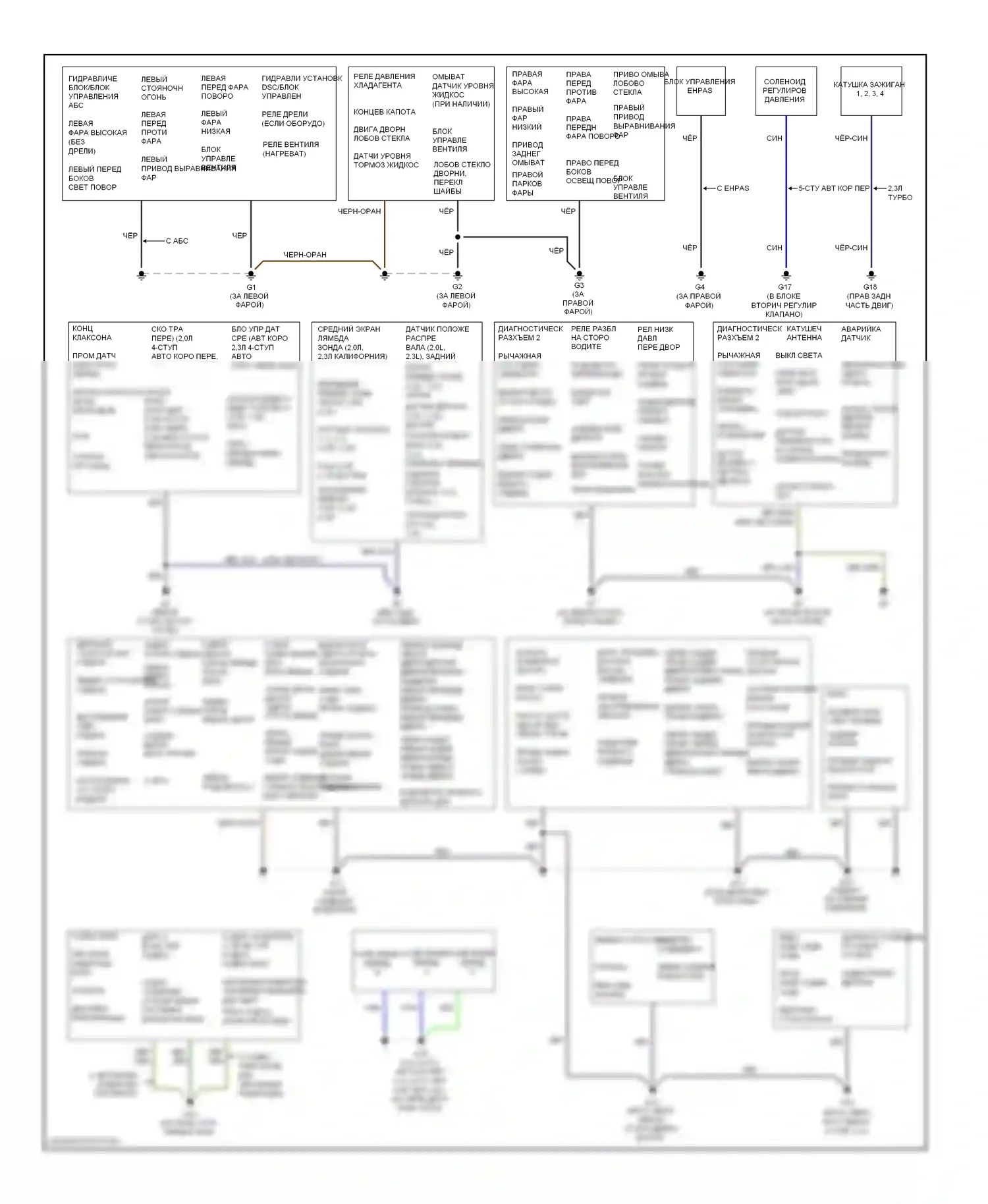 3 Mazda BL (2008-2011): Электросхема точек подключения масс 