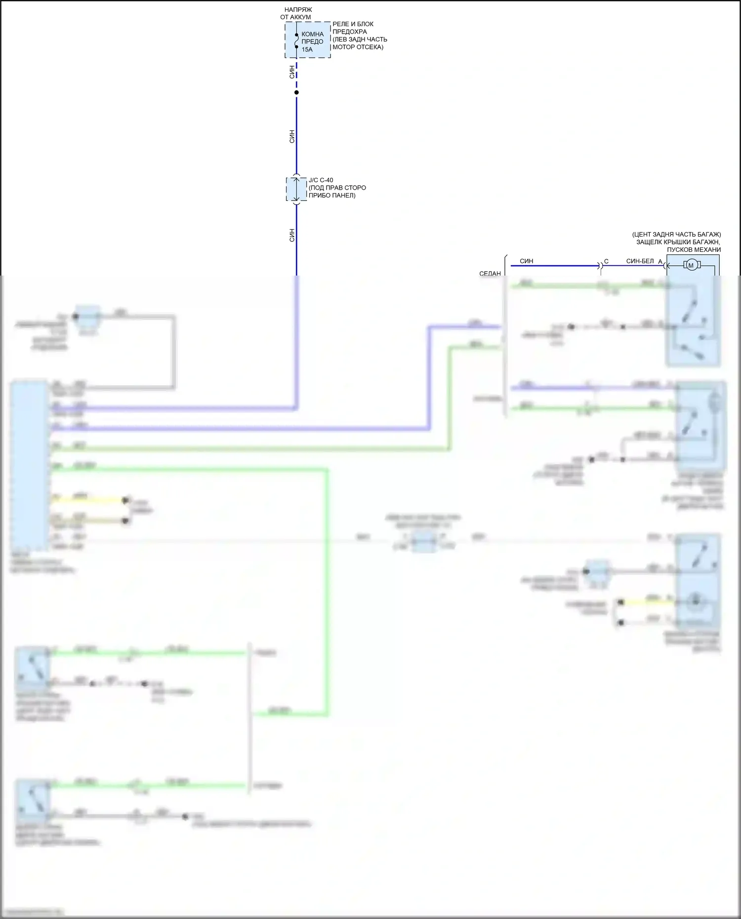 3 Mazda BM рестайлинг (2016-2019): Электросхема разблокировки багажника/задней двери 