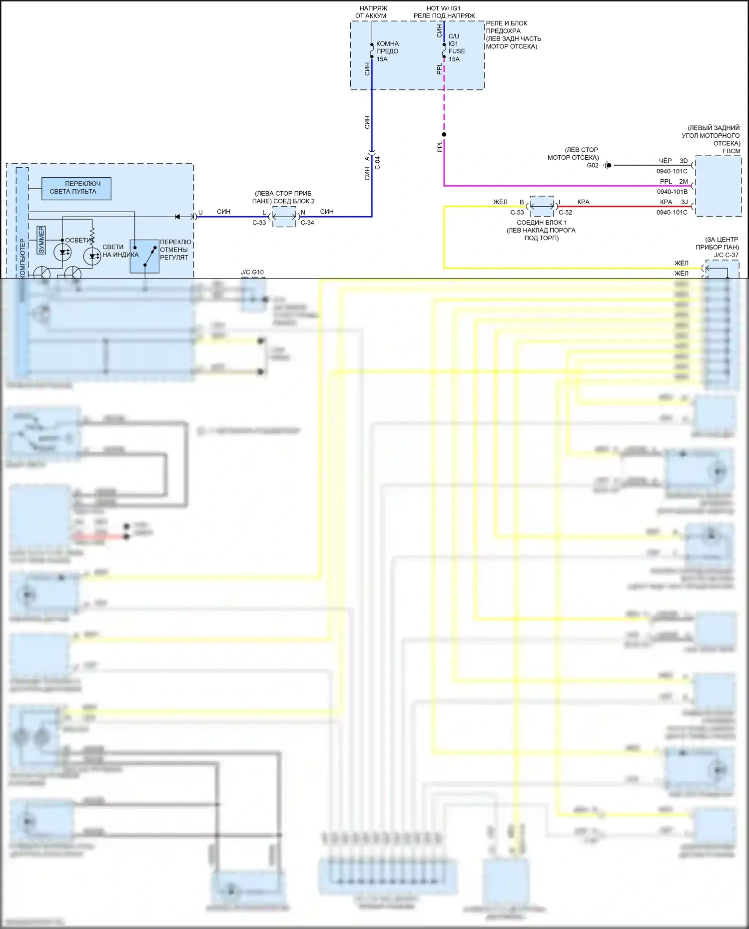 3 Mazda BM рестайлинг (2016-2019): Электросхема подсветки приборной панели 
