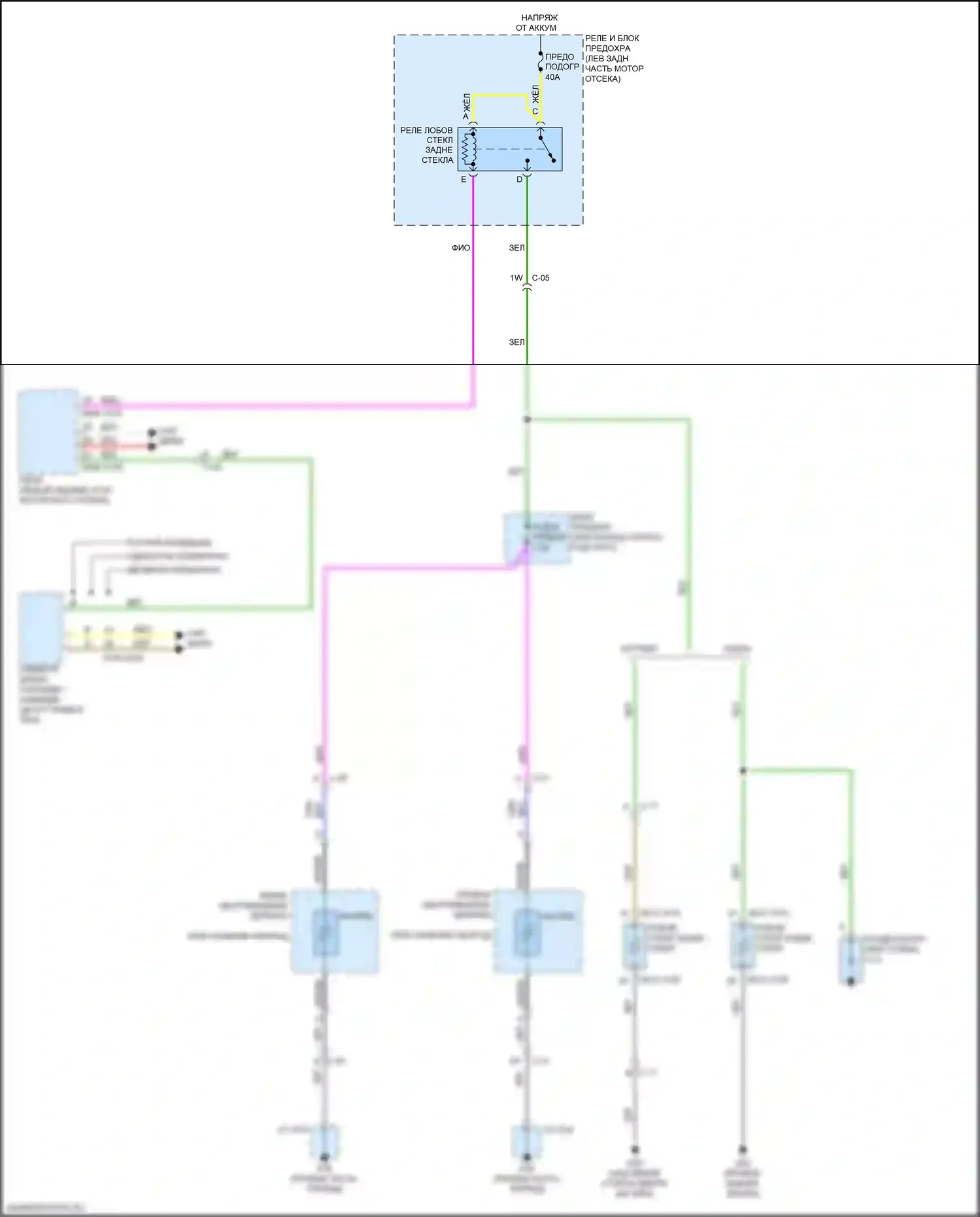 3 Mazda BM рестайлинг (2016-2019): Электросхема подогрева стекол 