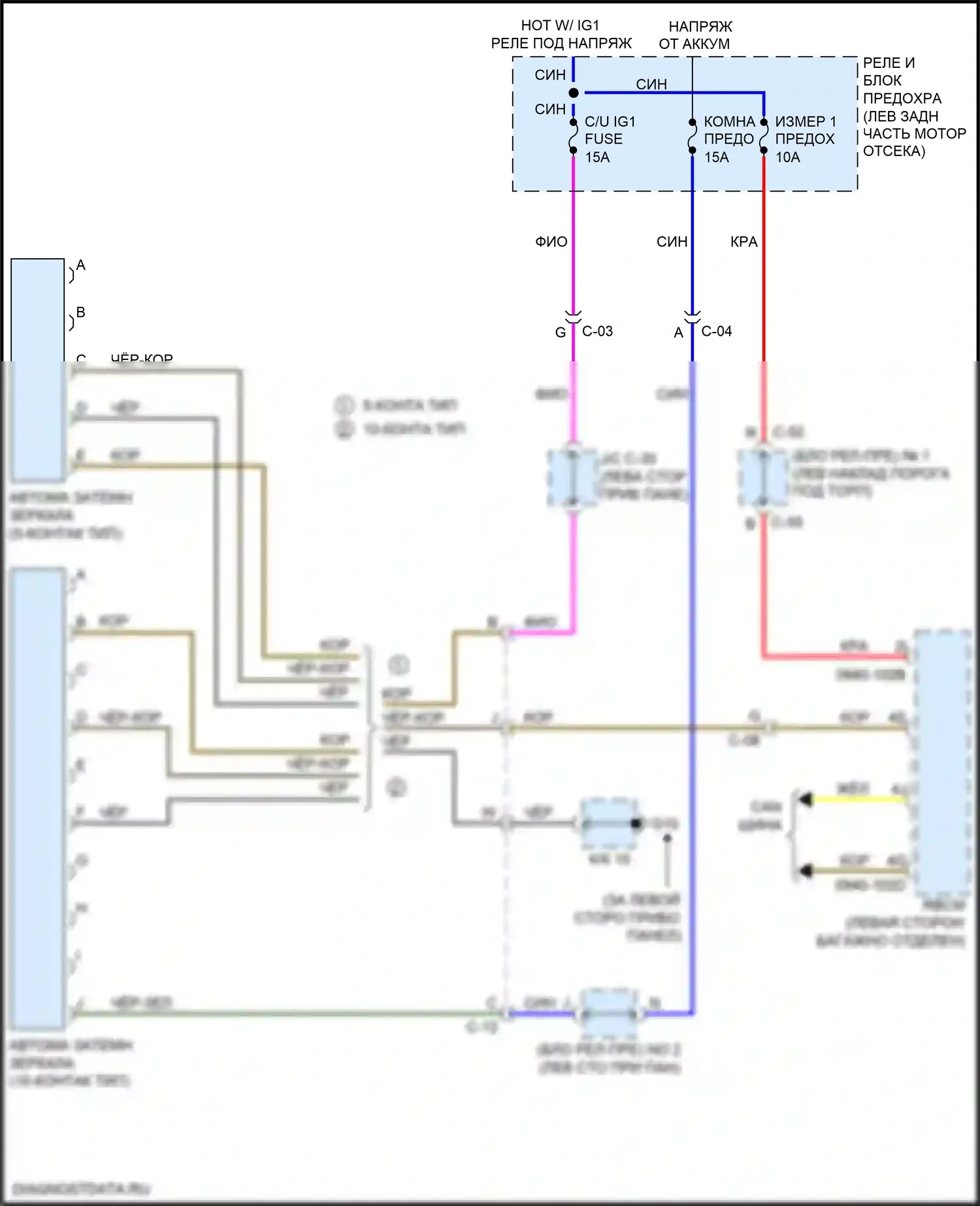 3 Mazda BM рестайлинг (2016-2019): Электросхема автоматического затемняющего зеркала 