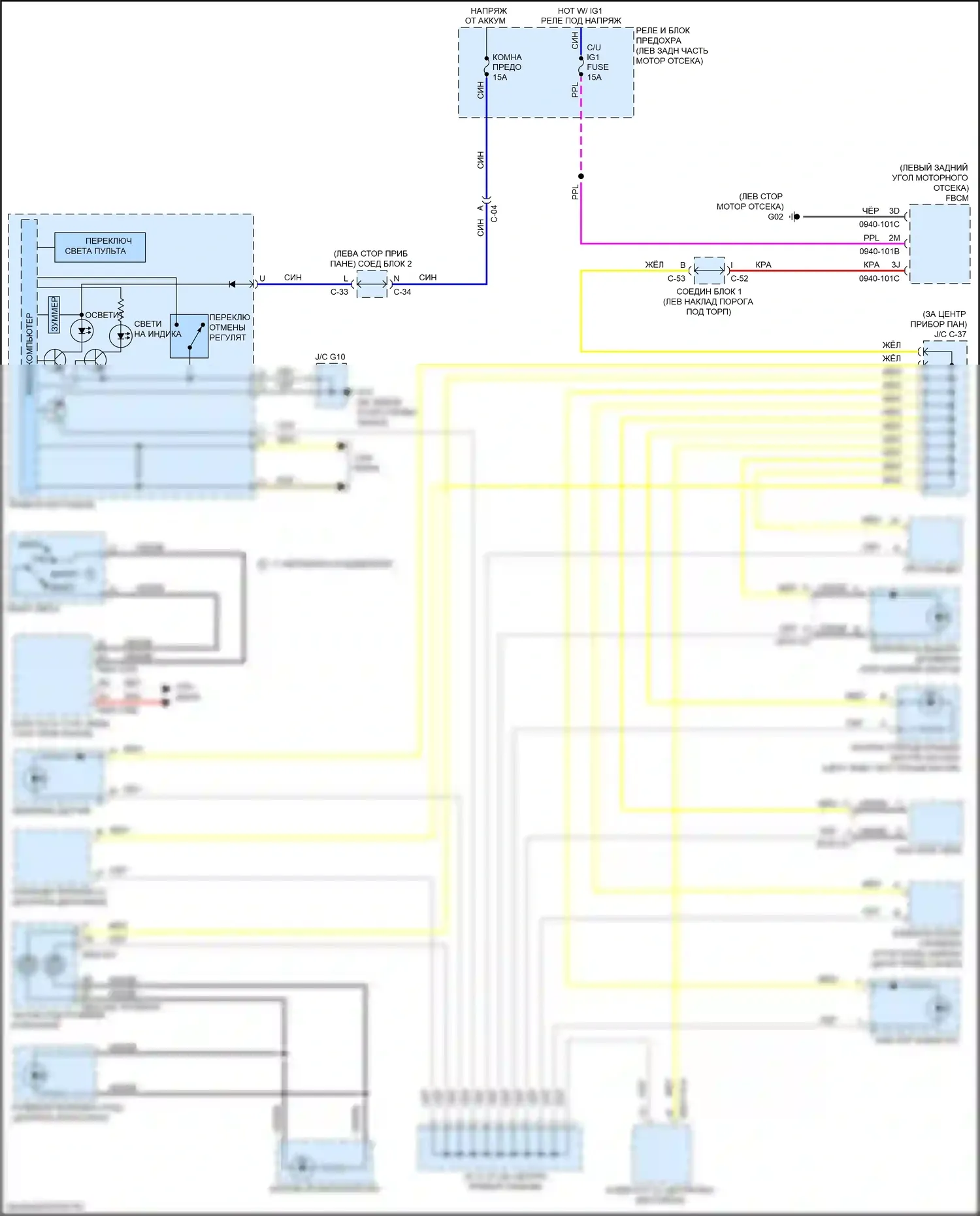 3 Mazda BM (2013-2016): Электросхема подсветки приборной панели 