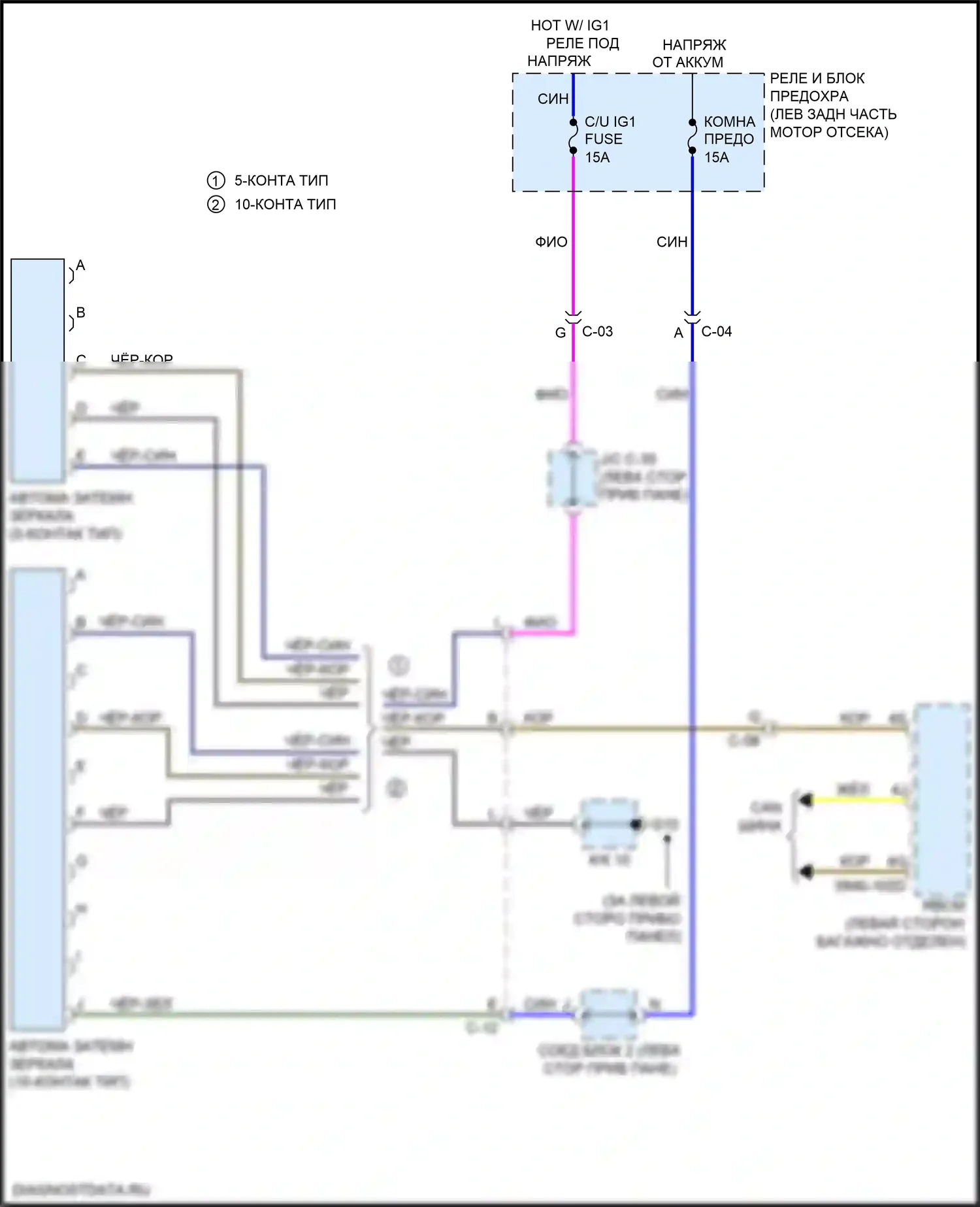 3 Mazda BM (2013-2016): Электросхема автоматического затемняющего зеркала 