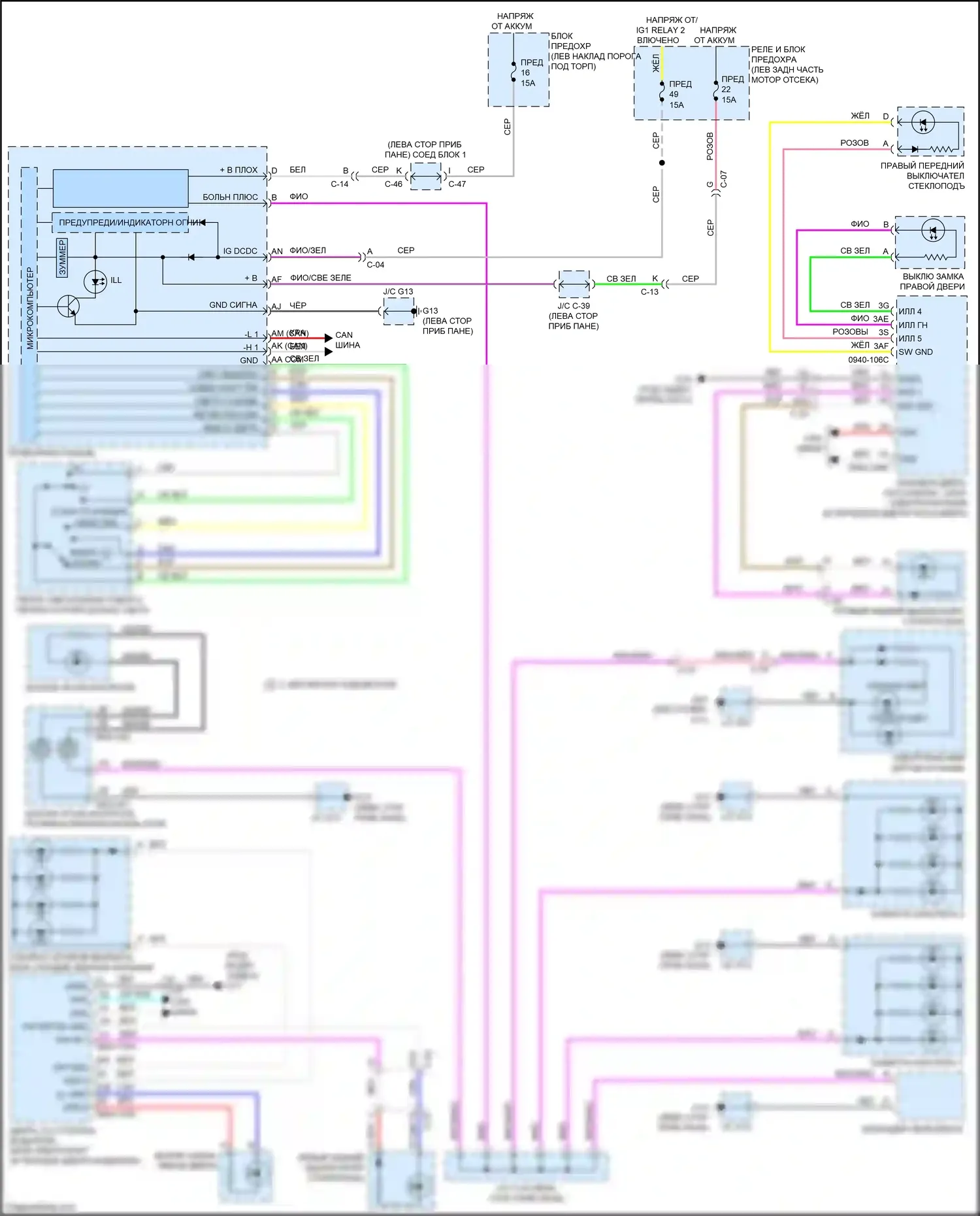 3 Mazda BP (2019-2024): Электросхема подсветки приборной панели 