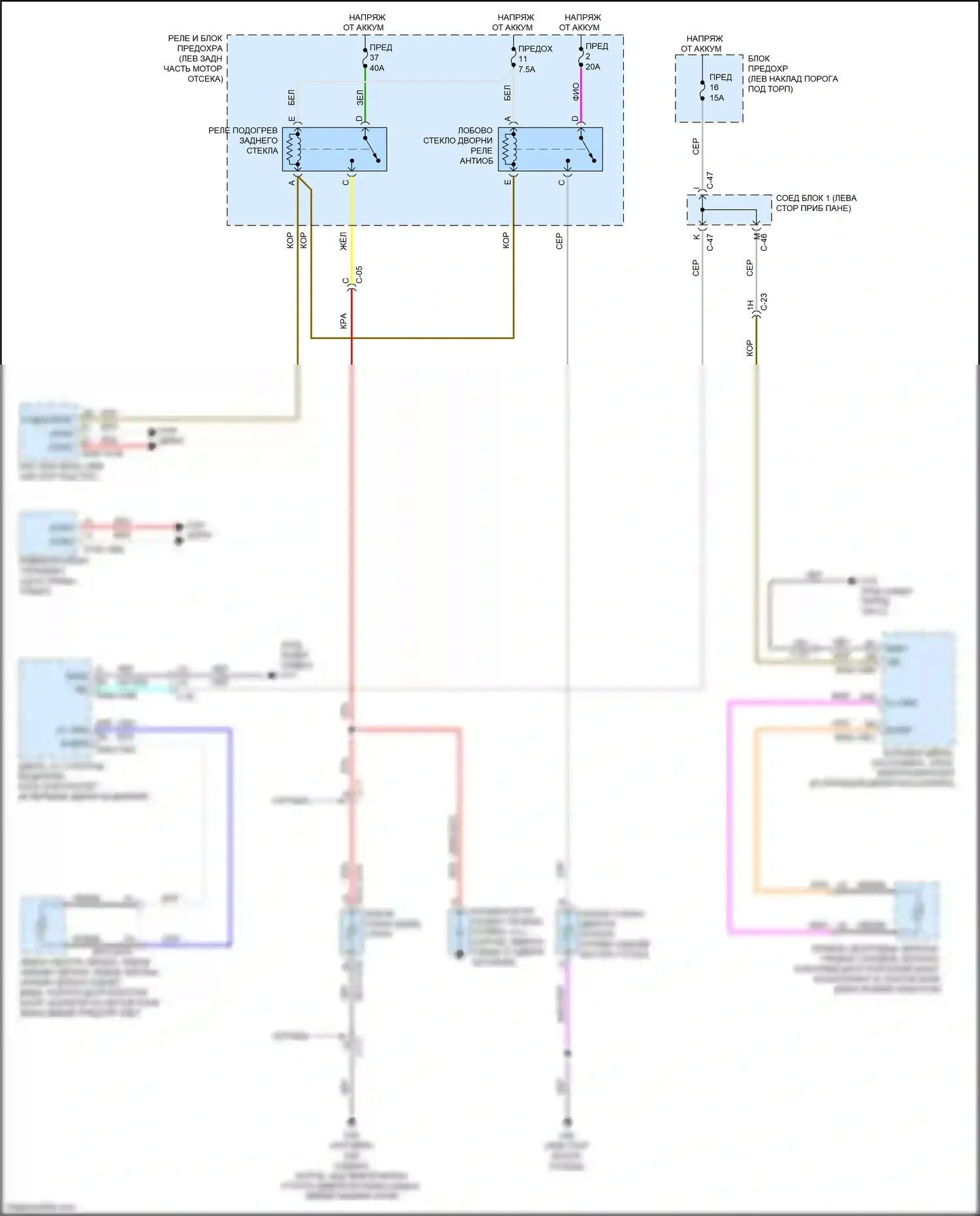 3 Mazda BP (2019-2024): Электросхема подогрева стекол 