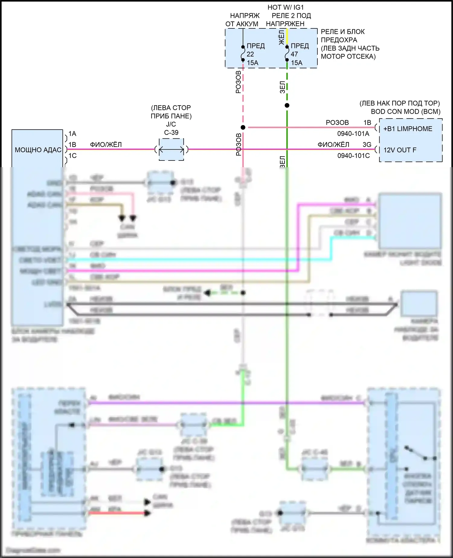 3 Mazda BP (2019-2024): Электросхема мониторинга водителя 