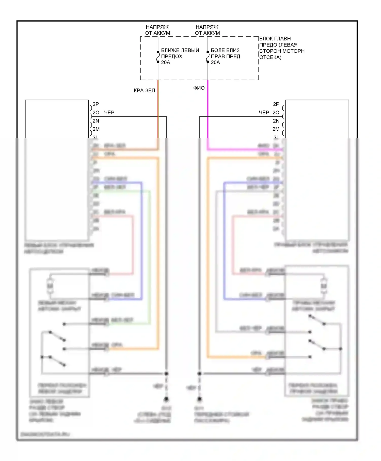 5 Mazda I рестайлинг (2007-2010): Электросхема раздвижной двери с силовым приводом 