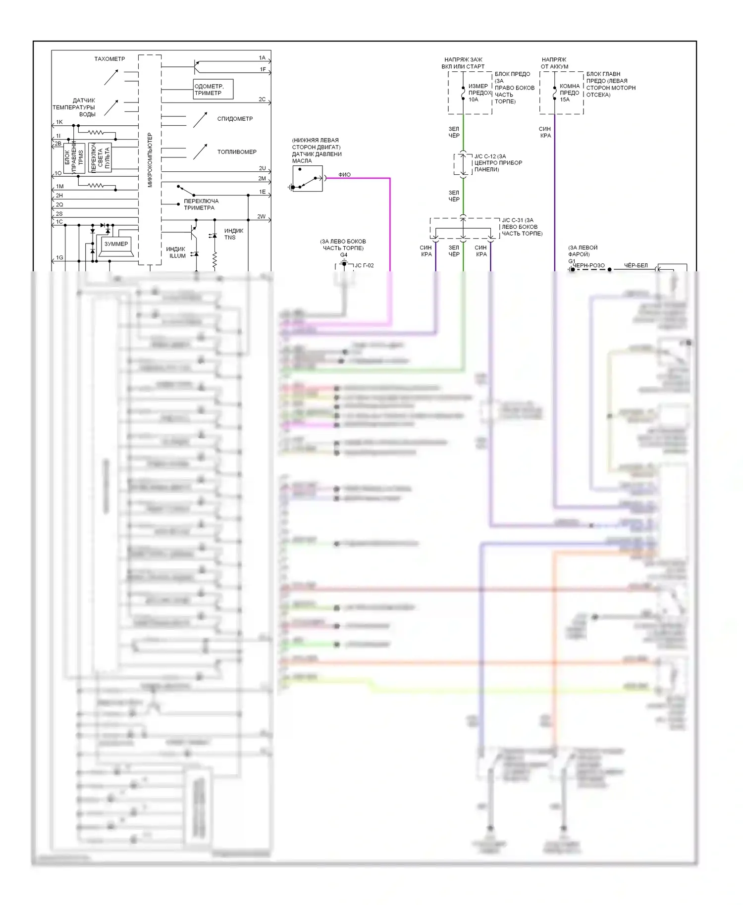 5 Mazda I рестайлинг (2007-2010): Электросхема приборной панели 