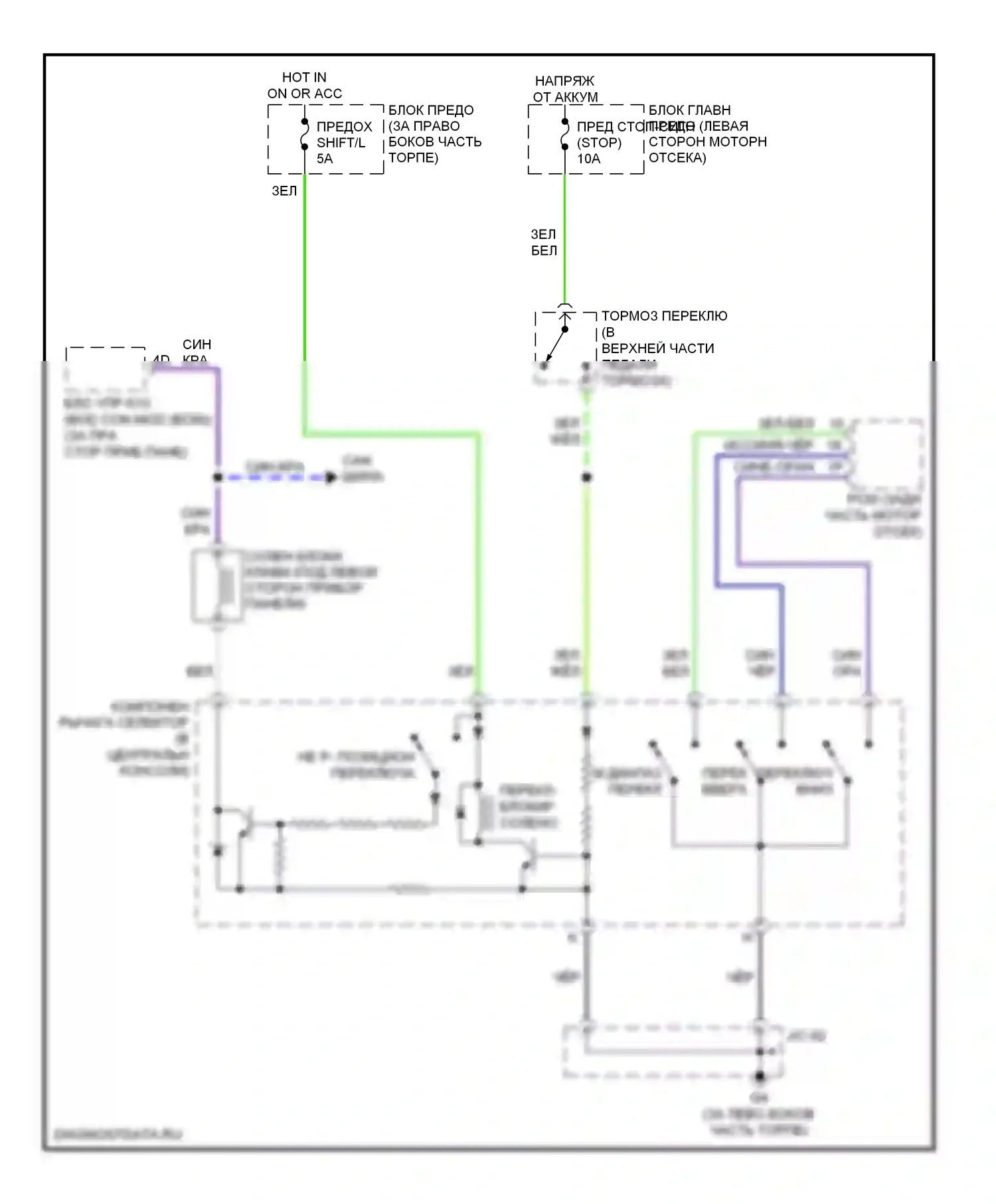 5 Mazda I (2005-2007): Электросхема блокировки селектора 
