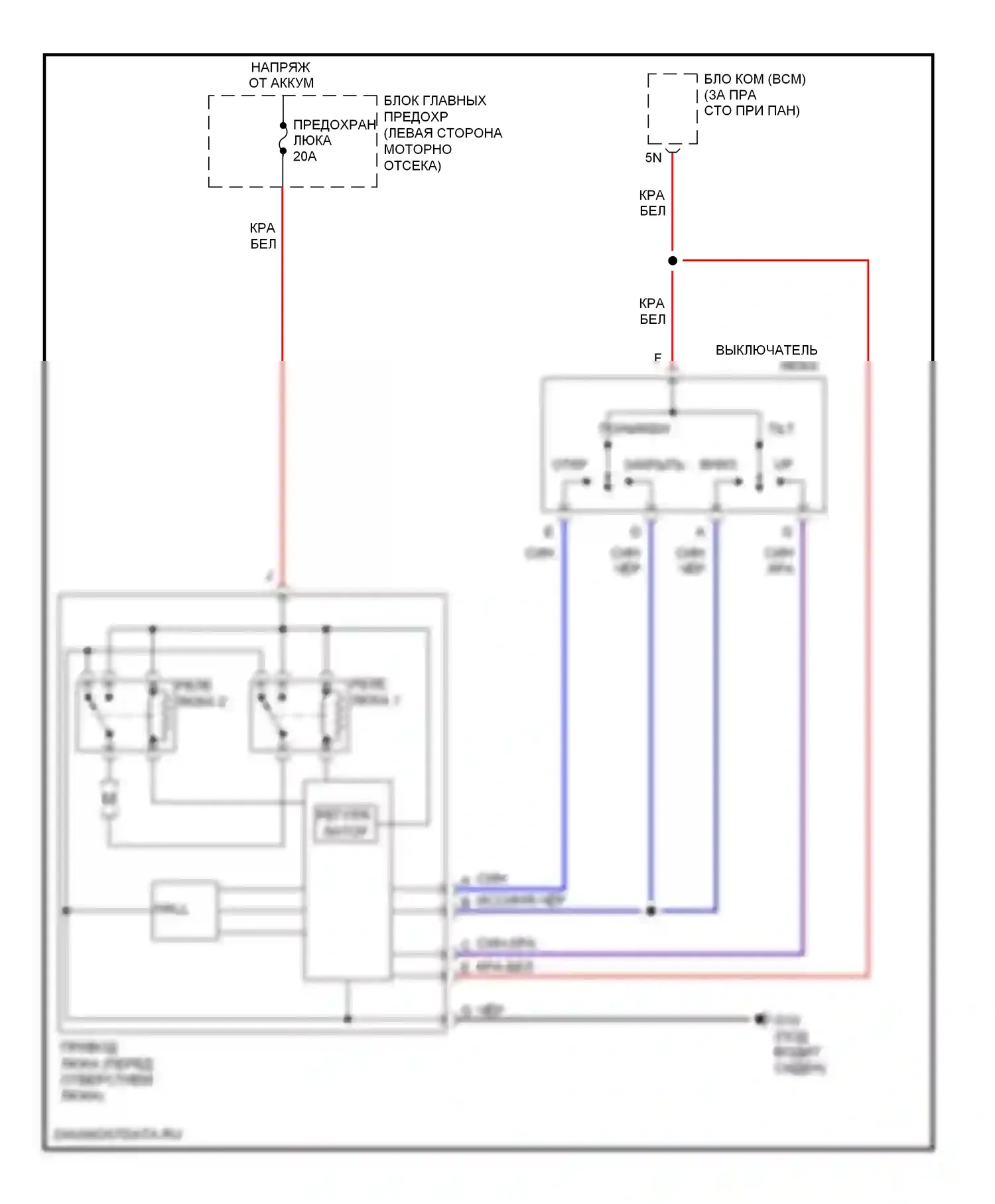 5 Mazda I (2005-2007): Электросхема складной крыши/люка 