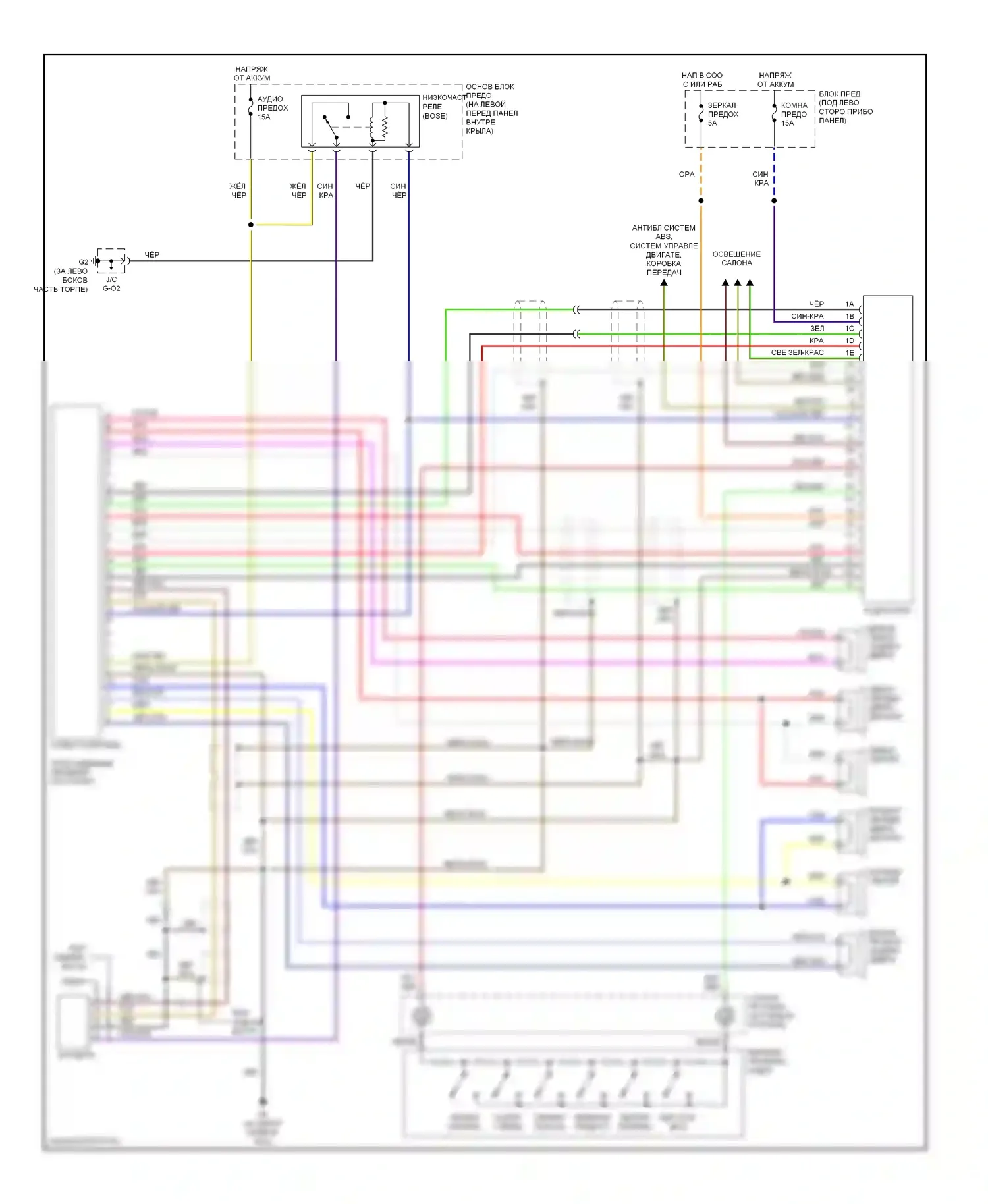 6 Mazda GG рестайлинг (2005-2008): Электросхема магнитолы, с bose 