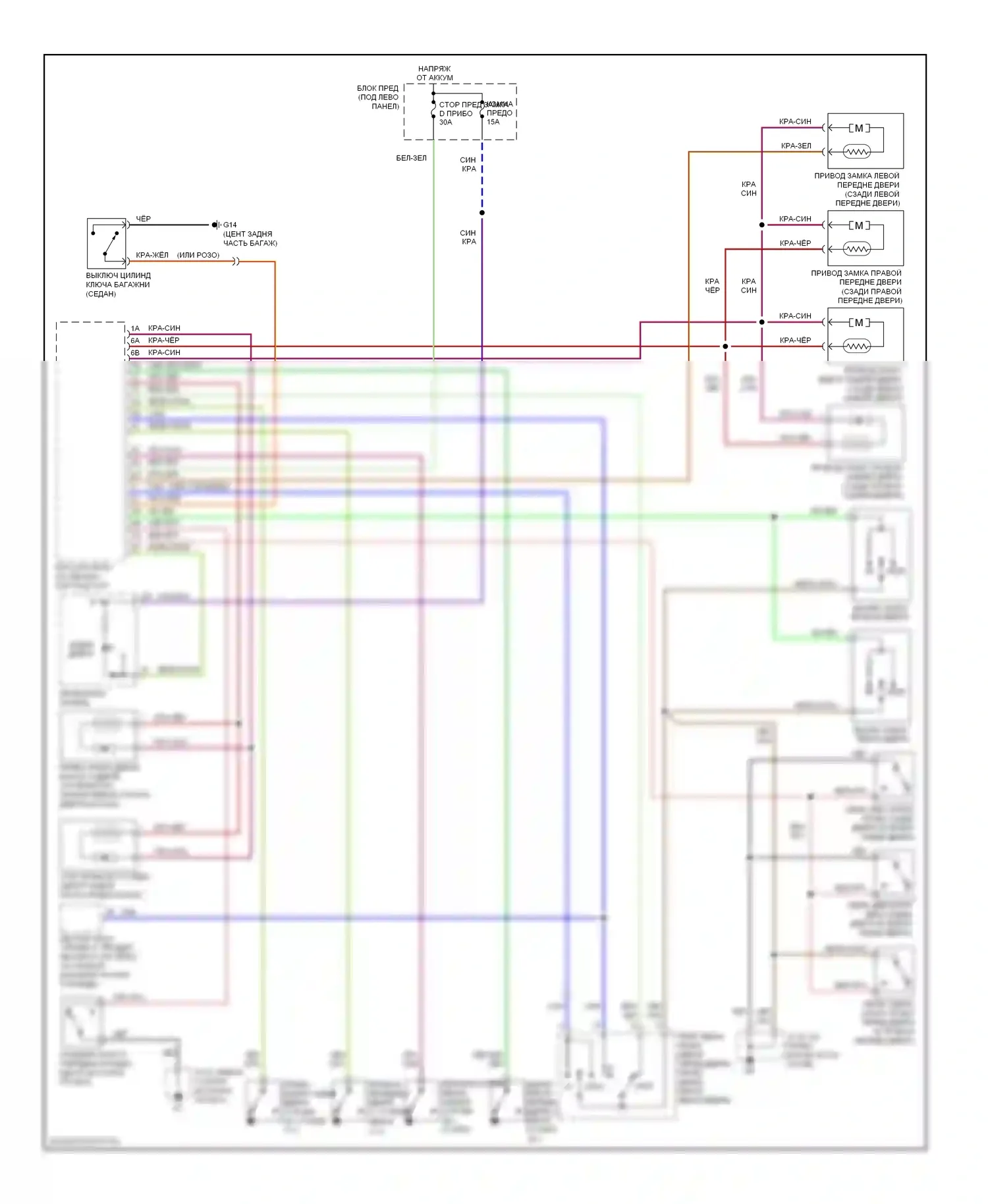 6 Mazda GG рестайлинг (2005-2008): Электросхема замка двери 