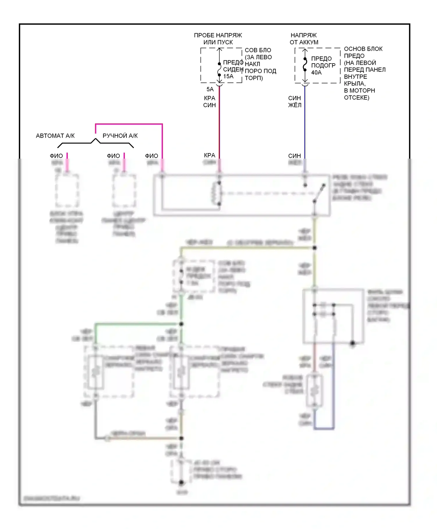 6 Mazda GG (2002-2005): Электросхема подогрева стекол 
