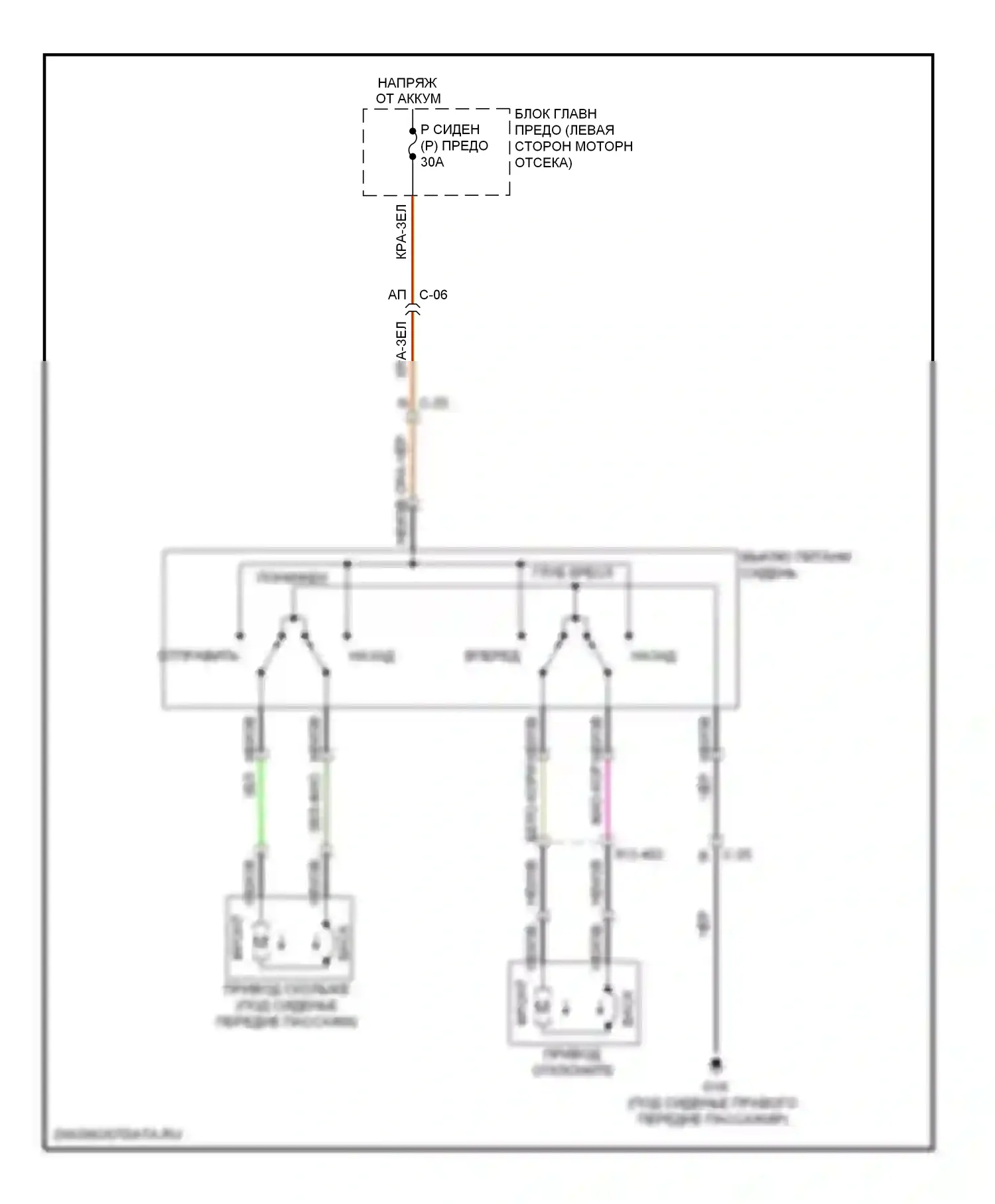 6 Mazda GH рестайлинг (2009-2013): Электросхема сиденья питания для пассажиров 