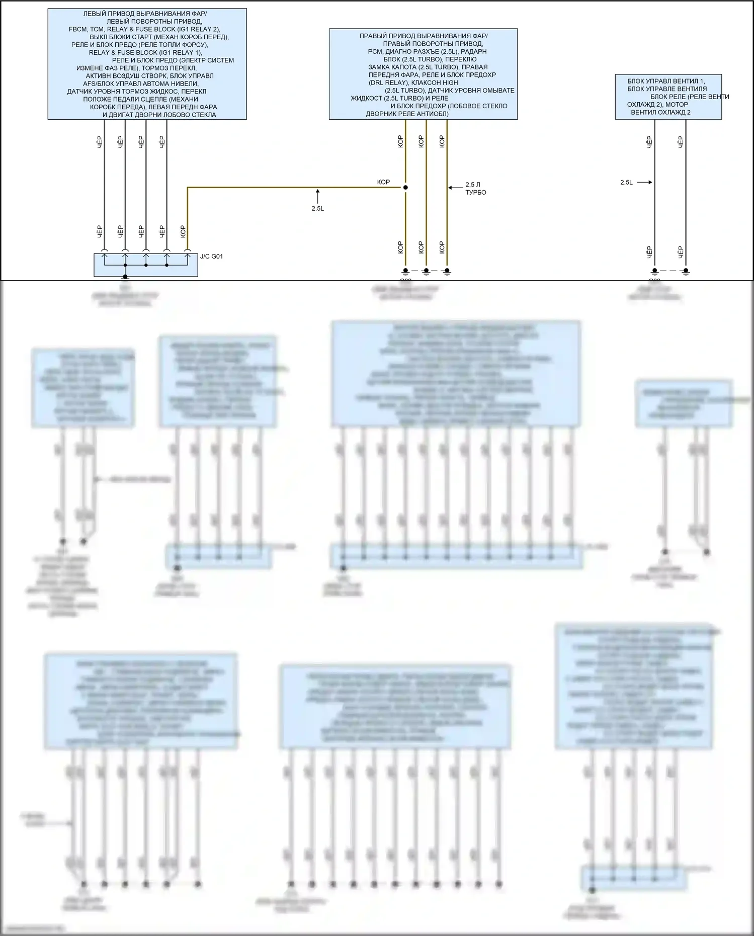 6 Mazda GJ рестайлинг 2 (2018-2024): Электросхема разводки массы (1 из 2) 