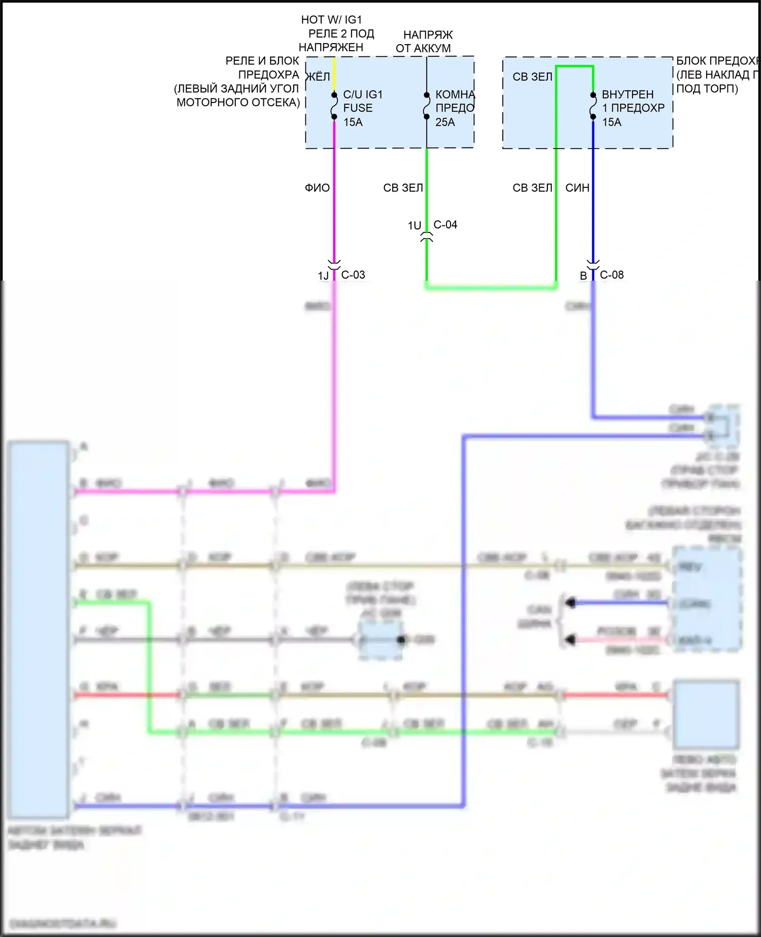 6 Mazda GJ рестайлинг 2 (2018-2024): Электросхема автоматического затемняющего зеркала 