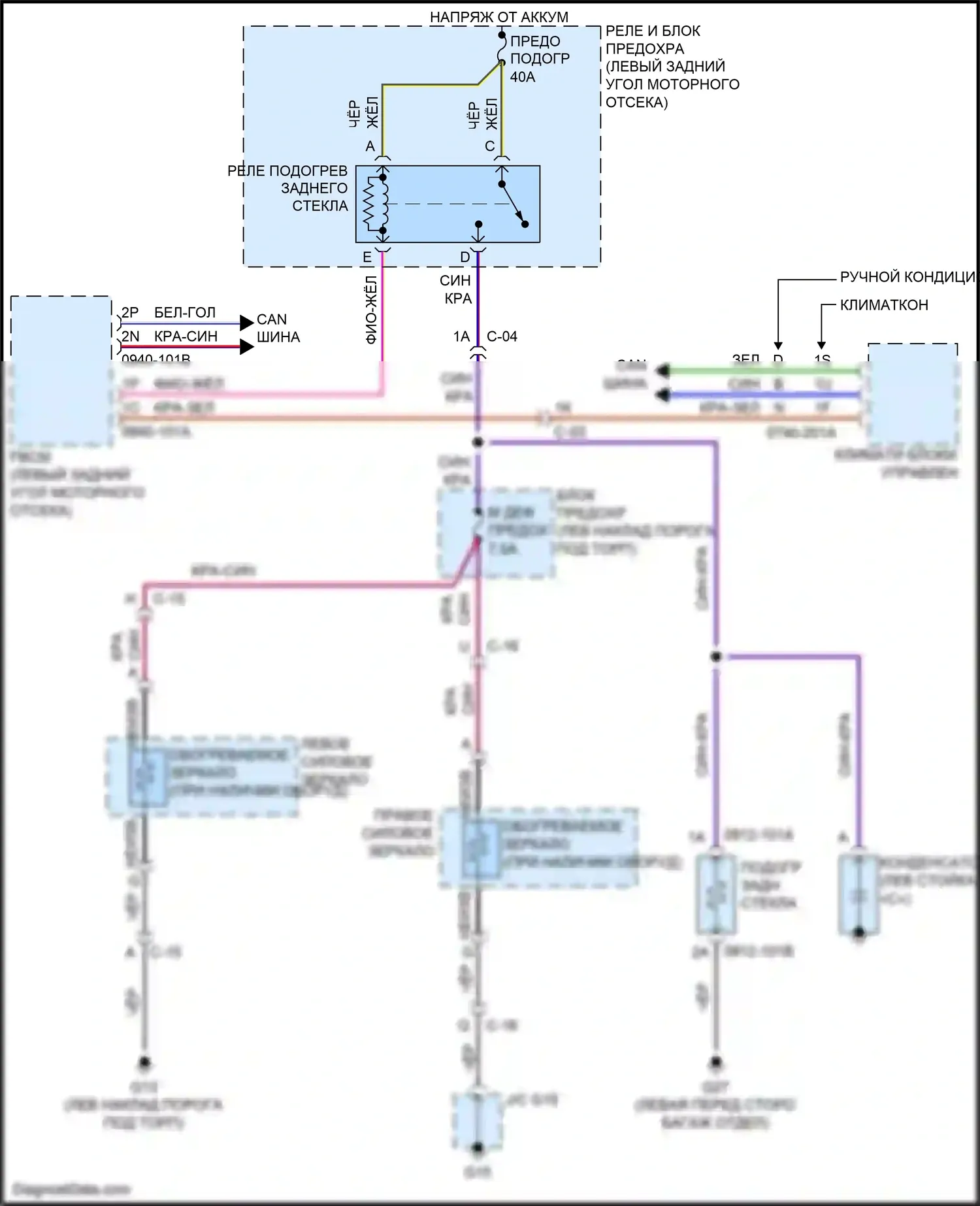 6 Mazda GJ рестайлинг (2015-2018): Электросхема подогрева стекол 