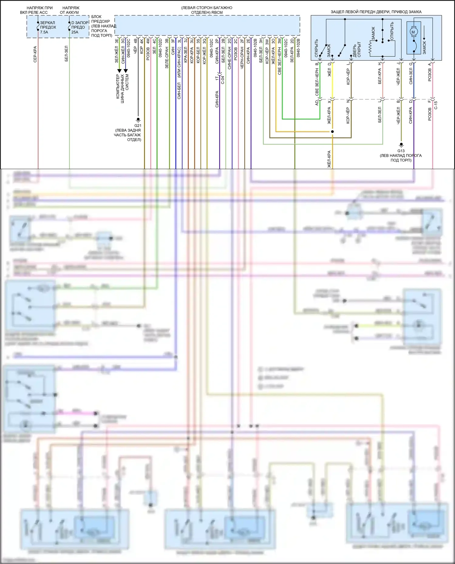 6 Mazda GJ рестайлинг (2015-2018): Электросхема центрального замка (2 из 3) 