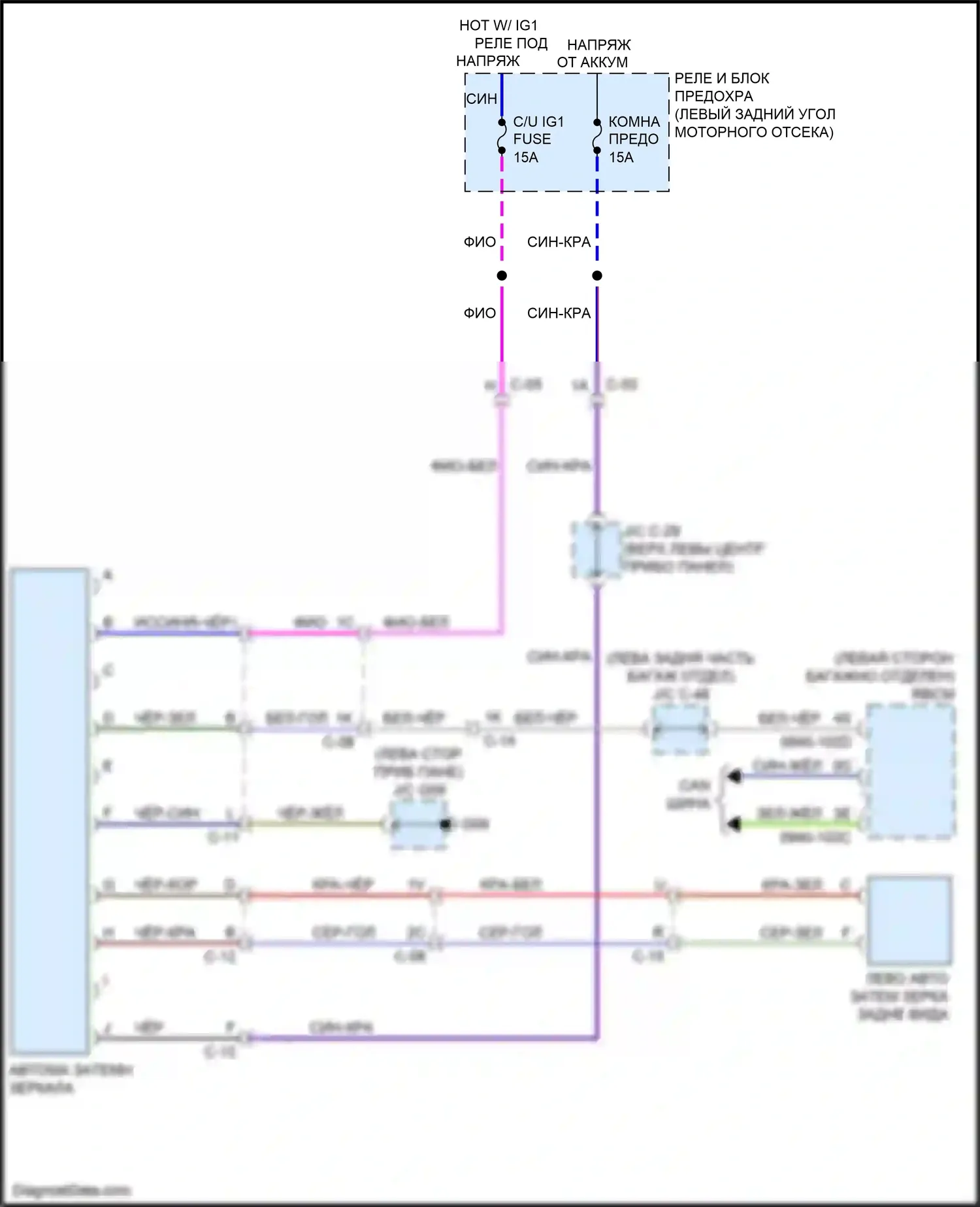 6 Mazda GJ рестайлинг (2015-2018): Электросхема автоматического затемняющего зеркала 