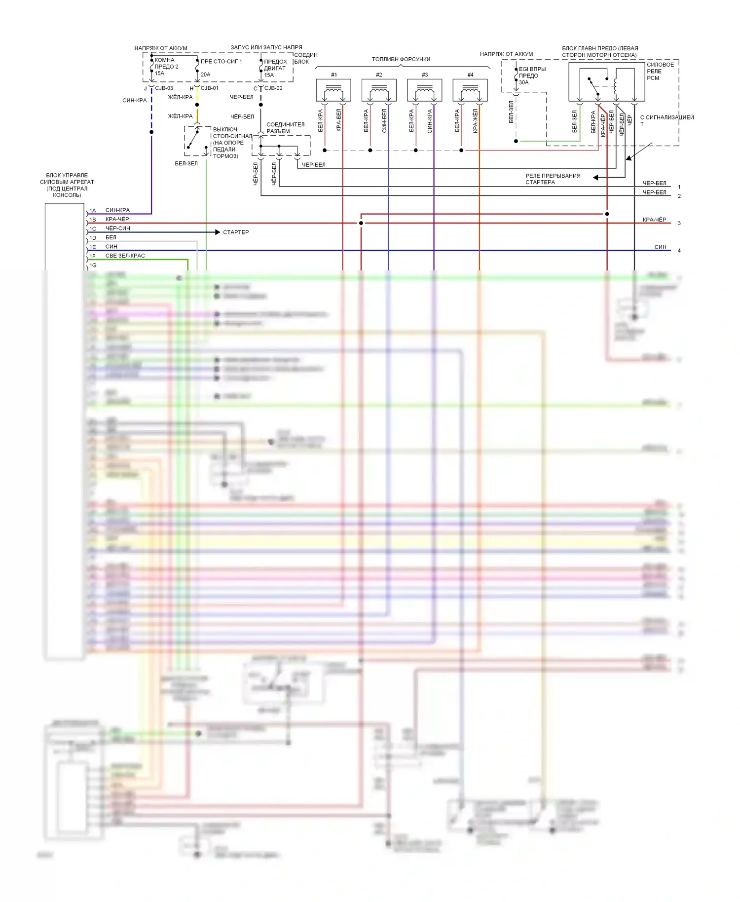 626 Mazda GD (1987-1996): Электросхема двигателя 2.0ls, механическая коробка передач (1 из 2) 