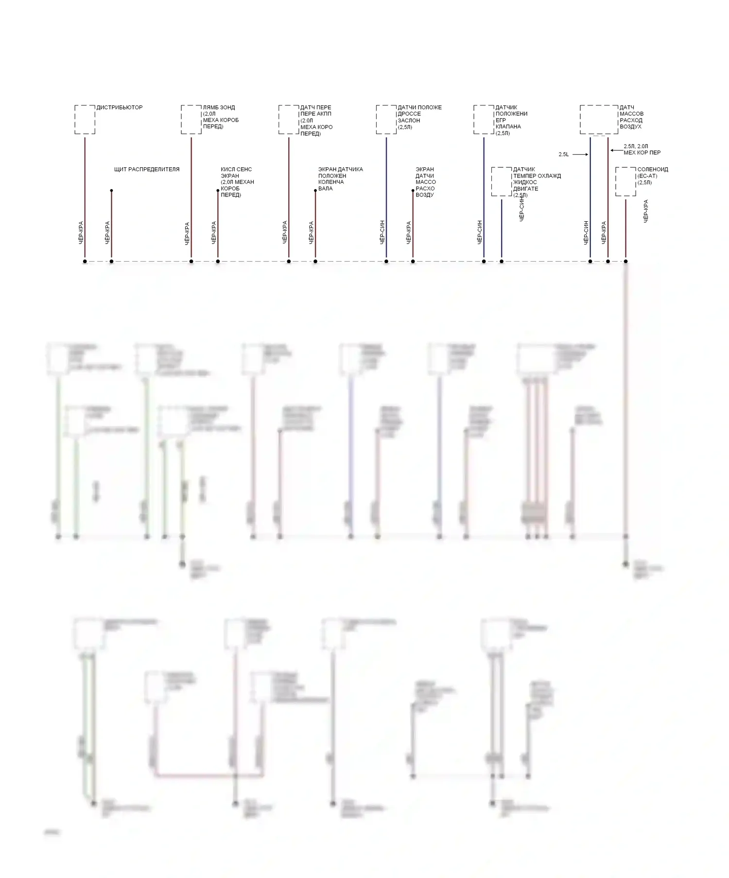 626 Mazda GD (1987-1996): Электросхема точек подключения масс (3 из 4) 