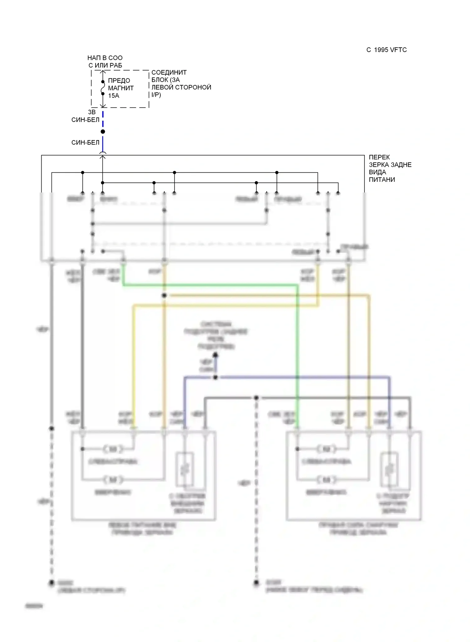 626 Mazda GD (1987-1996): Электросхема силового зеркала 